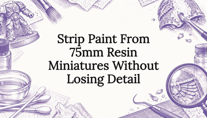 Sketches of miniature painting tools framing title