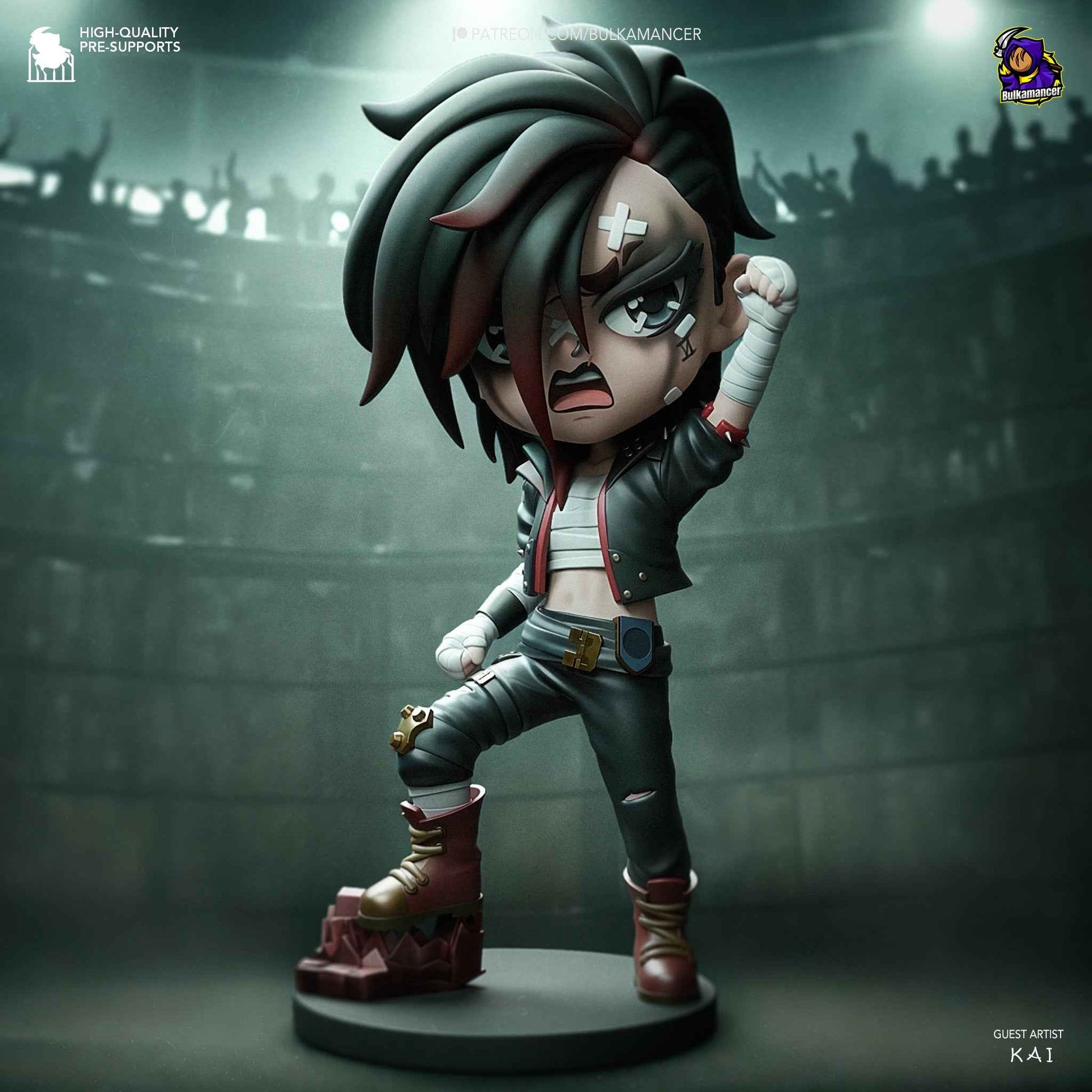 Fully painted sample of Vi from Arcane by Bulkamancer, showing intended final look for display reference.