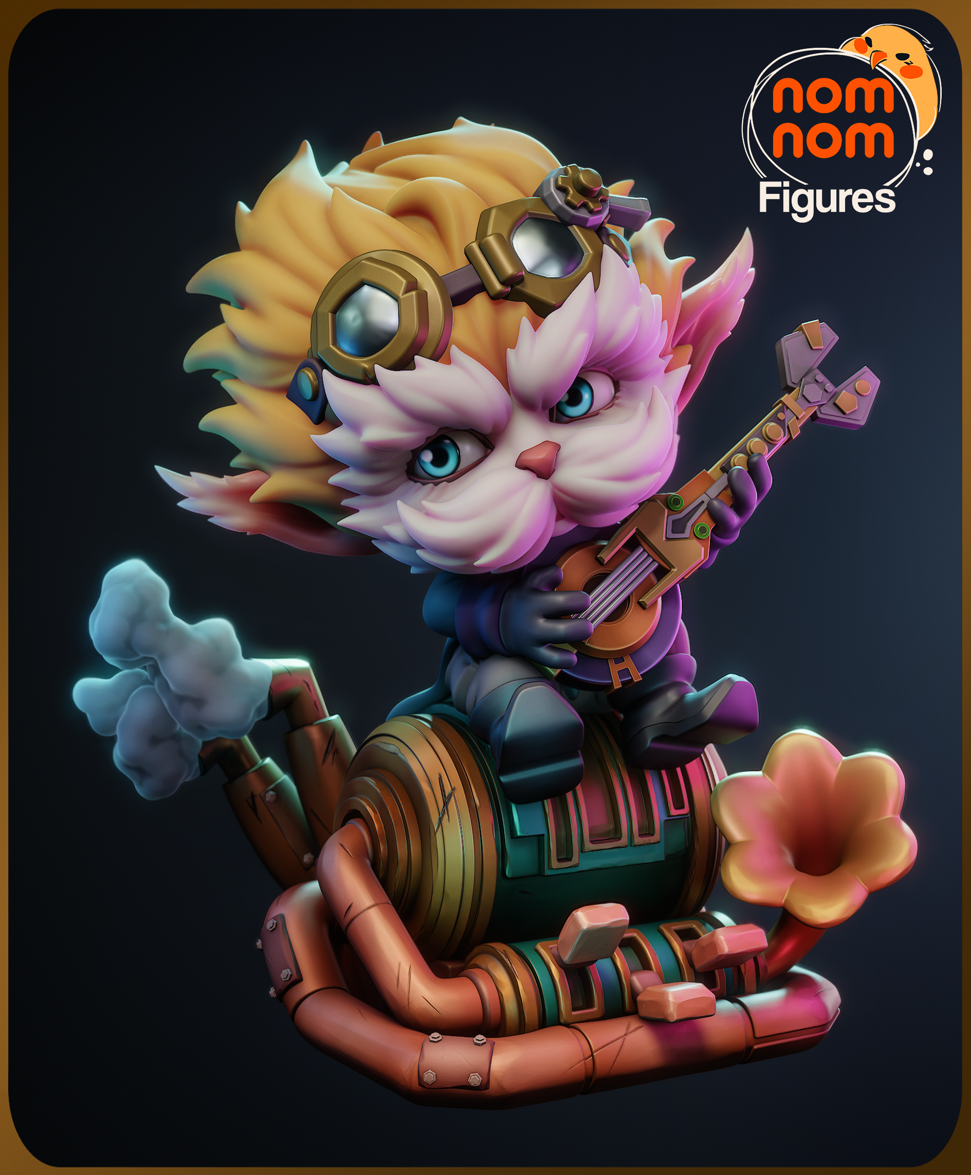 Fully painted sample of Heimerdinger from Arcane by Nomnom Figures, showing intended final look for display reference.