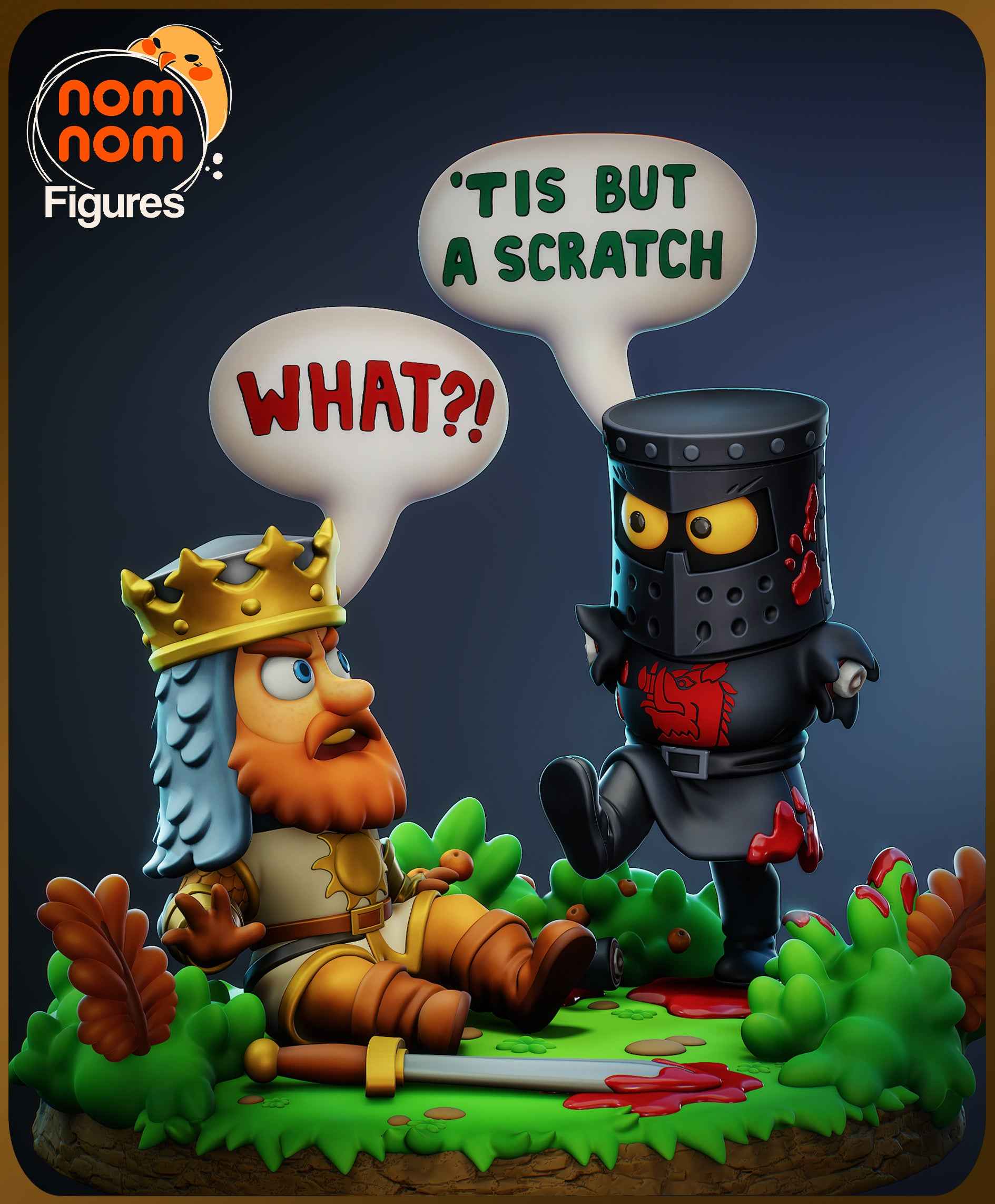 Chibi The Black Knight – Monty Python and the Holy Grail (Chibi by Nomnom Figures) – 3D printed resin figure