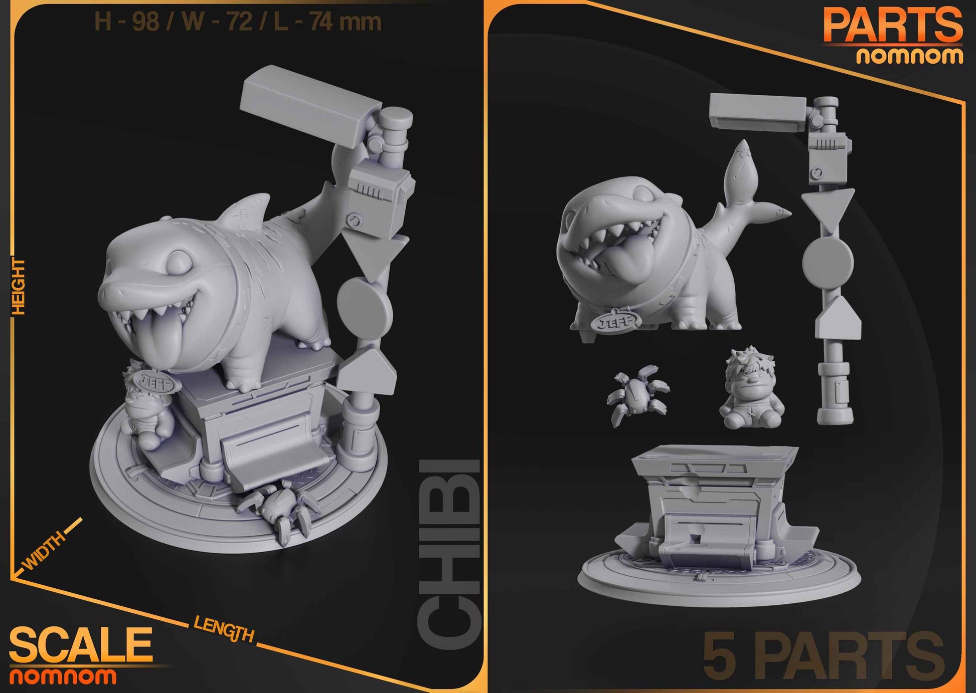 Chibi – Chibi Shark Pal (Chibi by Nomnom Figures) – 3D printed resin figure