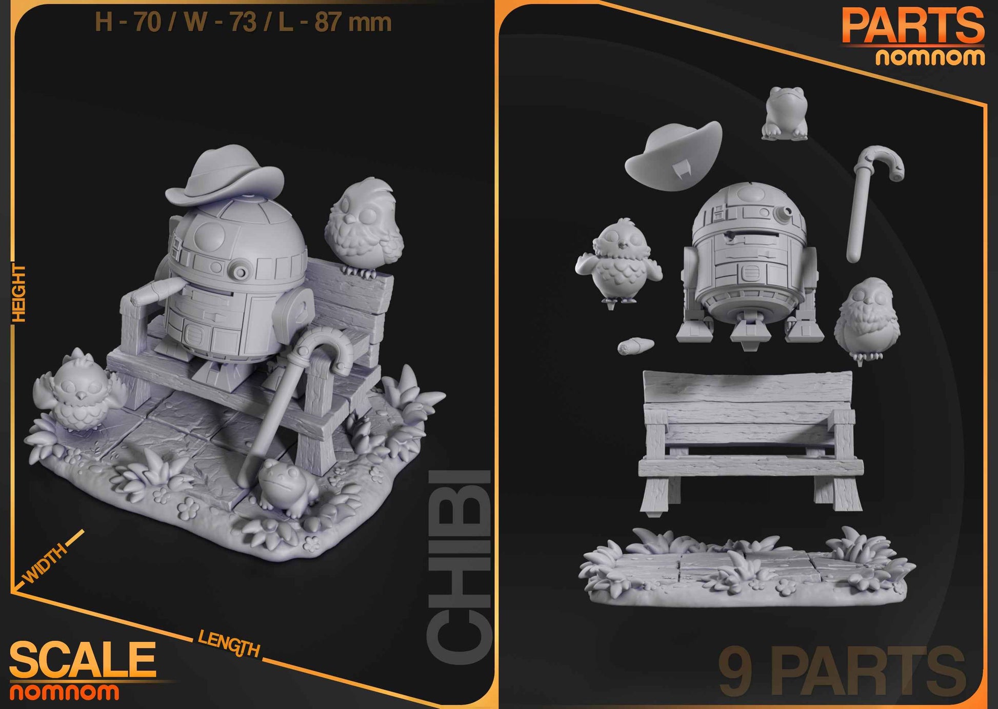 Chibi – Droid Ranger (Chibi by Nomnom Figures) – 3D printed resin figure