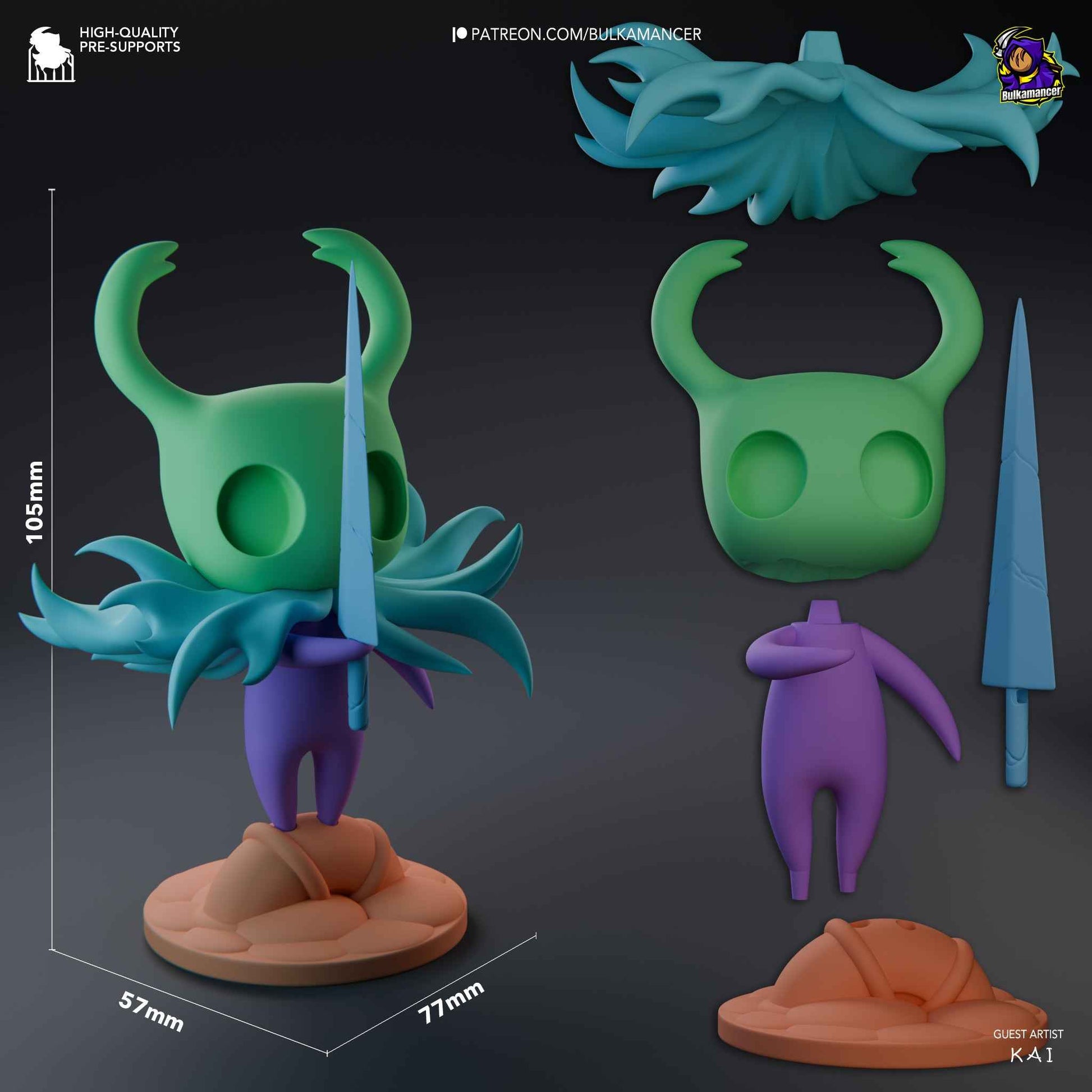 Hollow Knight – Hollow Knight (Chibi by Bulkamancer) – 3D printed resin figure