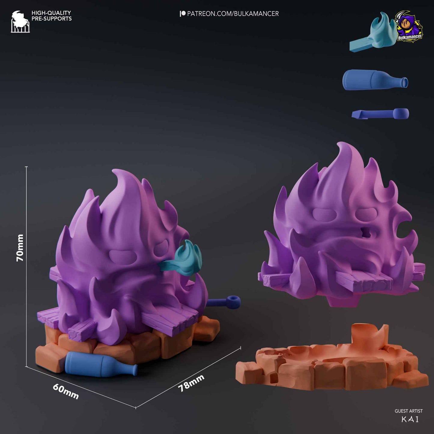 Parts and size reference image showing transparent and solid resin sections.