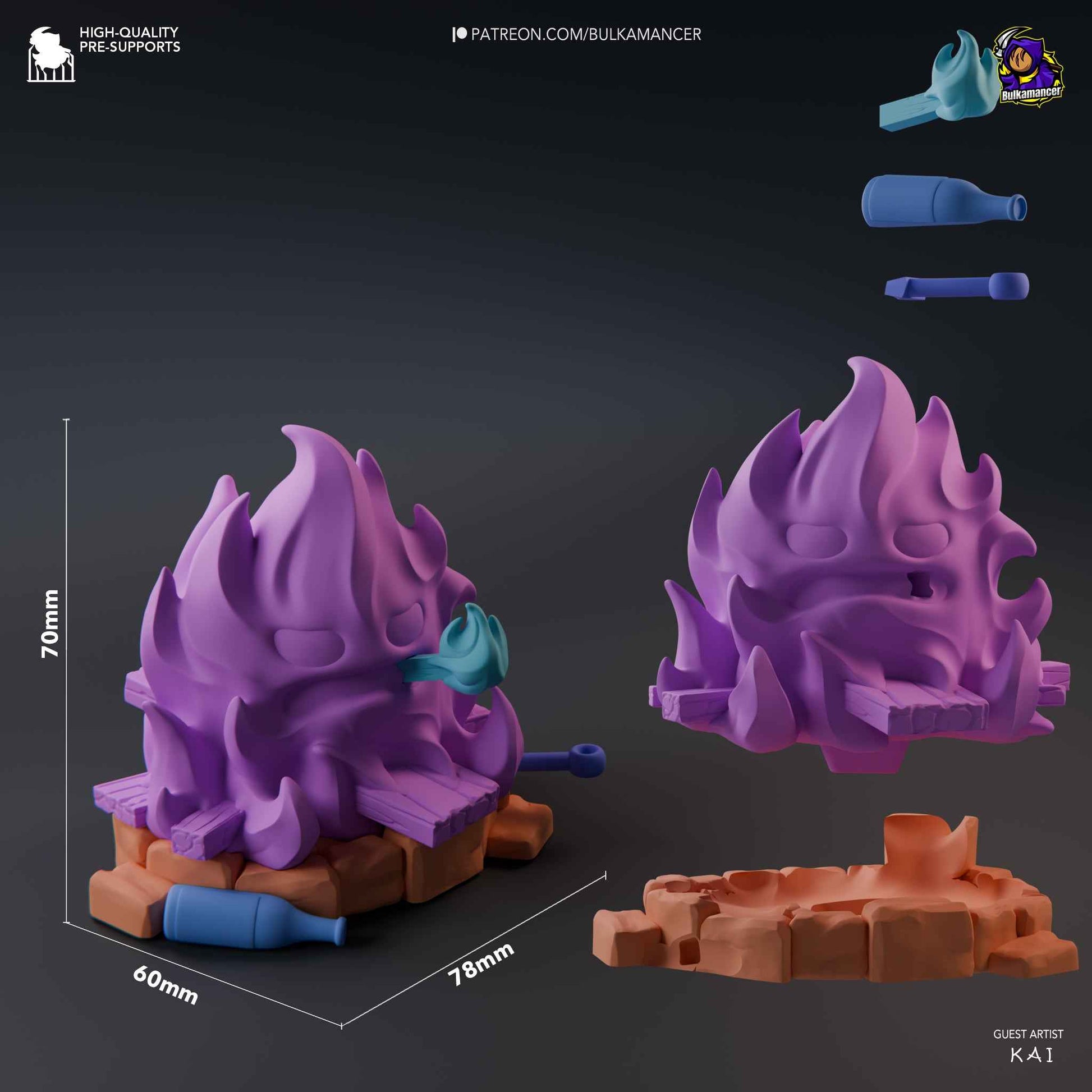 Parts and size reference image showing transparent and solid resin sections.