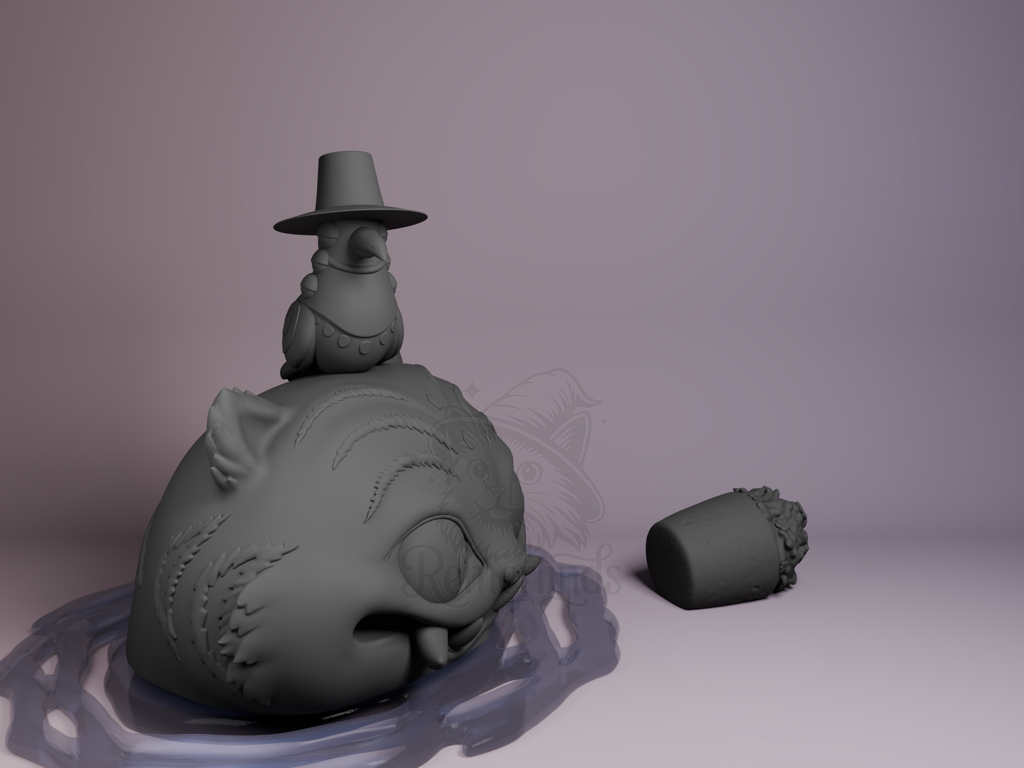 Right side angle showing the tiger’s head shape and base fluid effect.