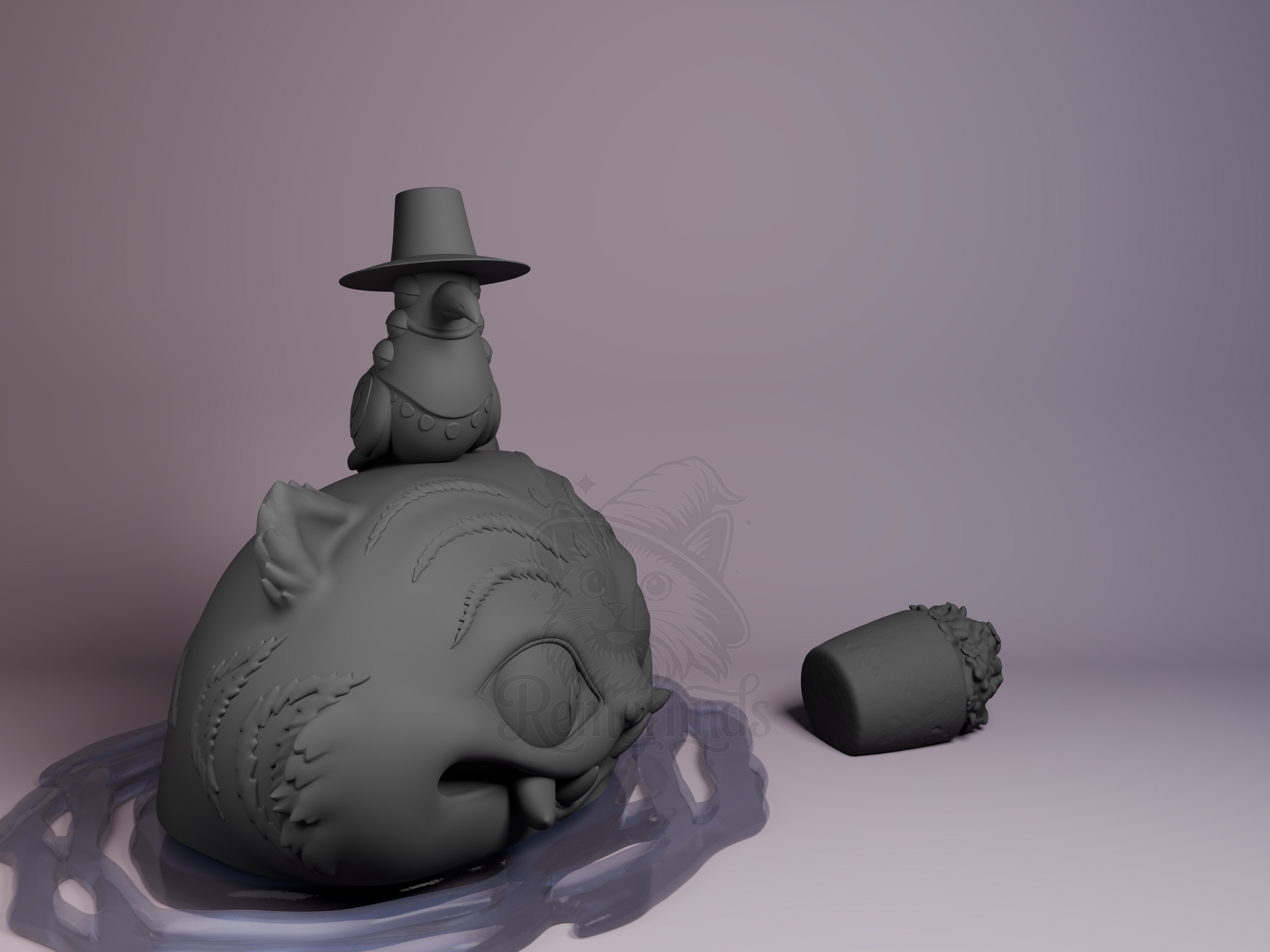 Right side angle showing the tiger’s head shape and base fluid effect.