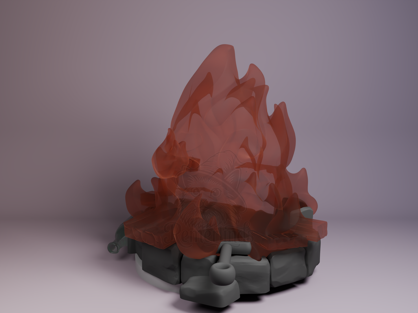 Left side angle showing translucent fire sculpt and base edge details.