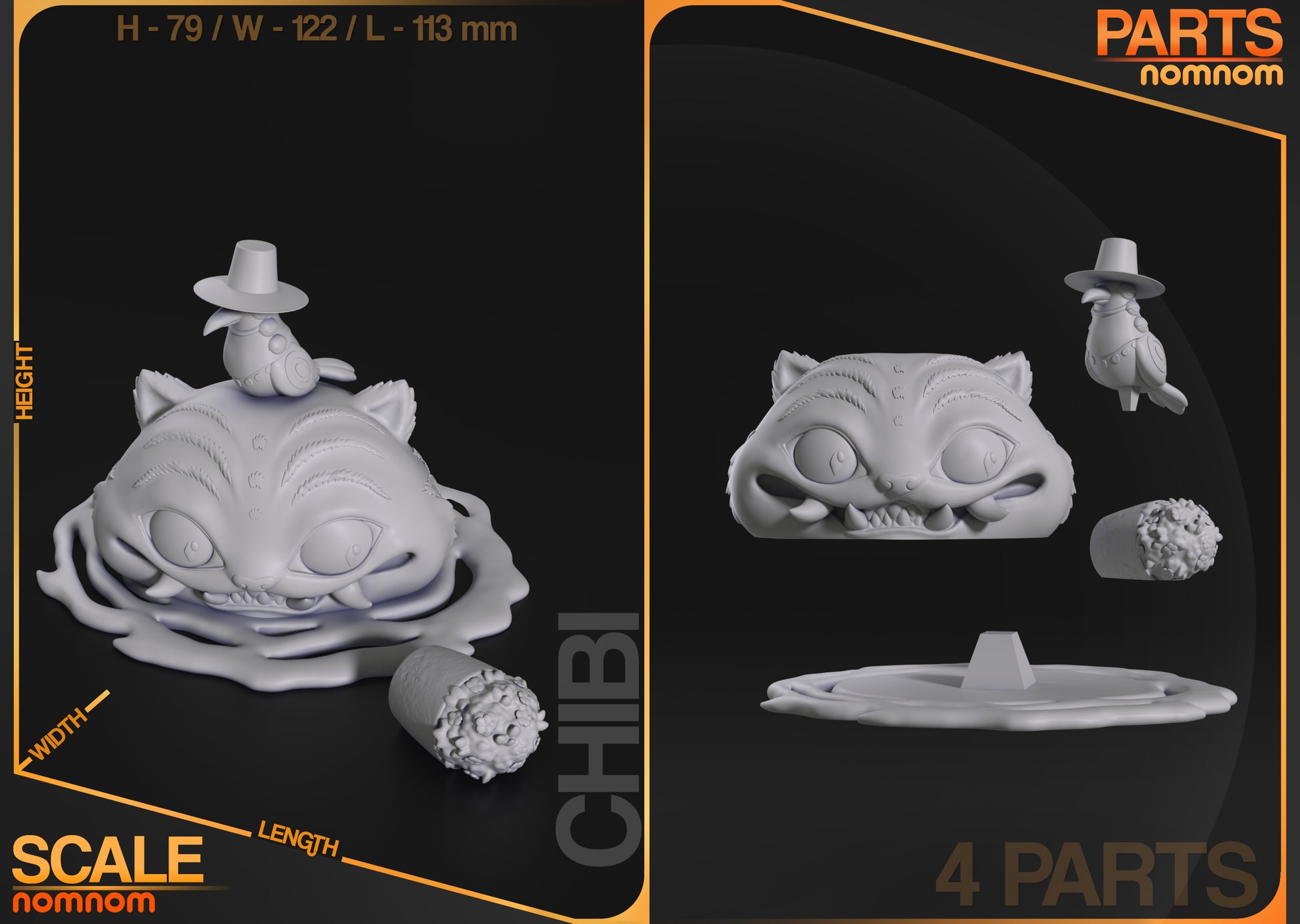 Parts and size reference image showing layout including tiger, portal base, and small companion figure.
