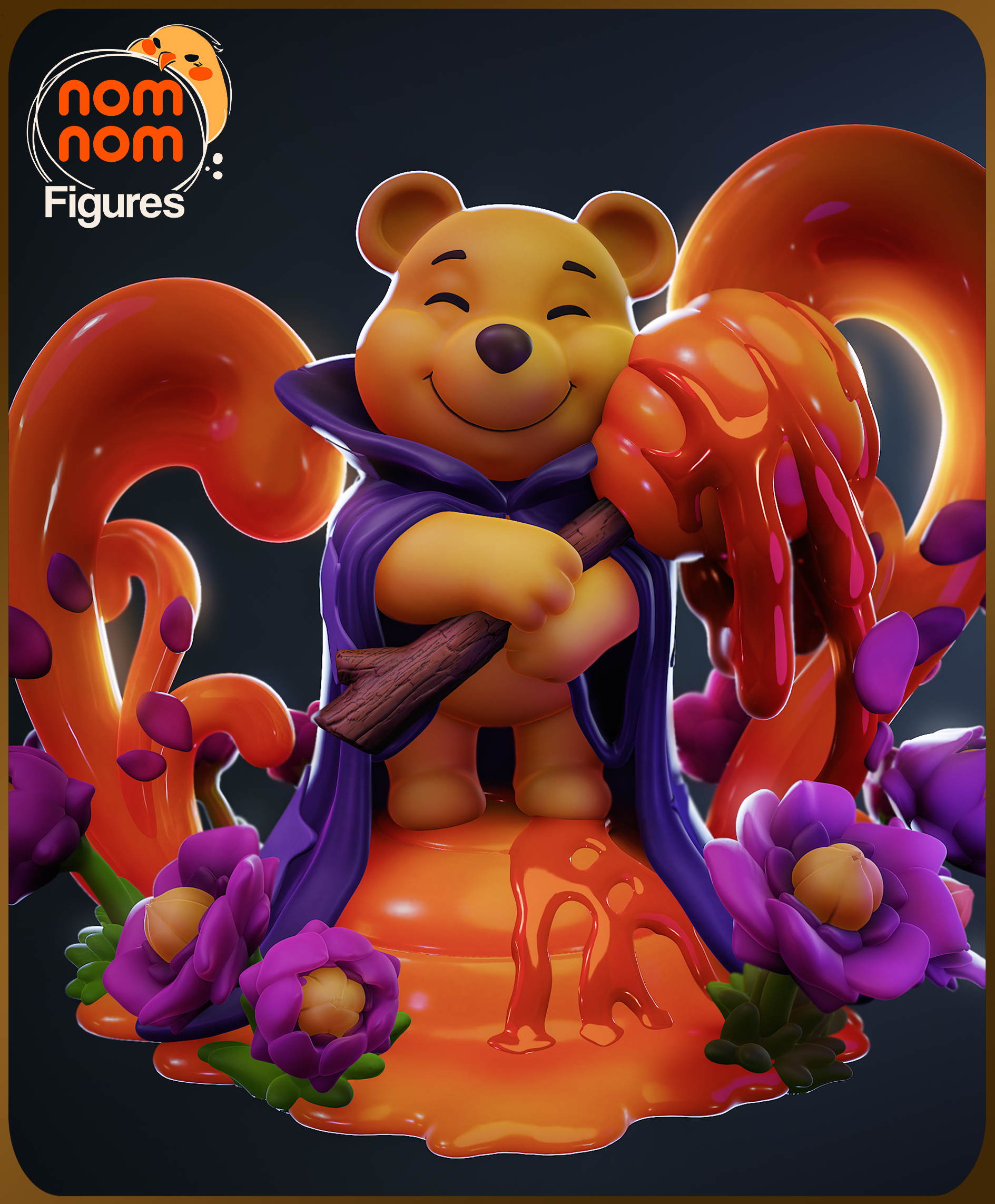 Fully painted sample of Pooh from Lorcana by Nomnom Figures, showing intended final look for display reference.