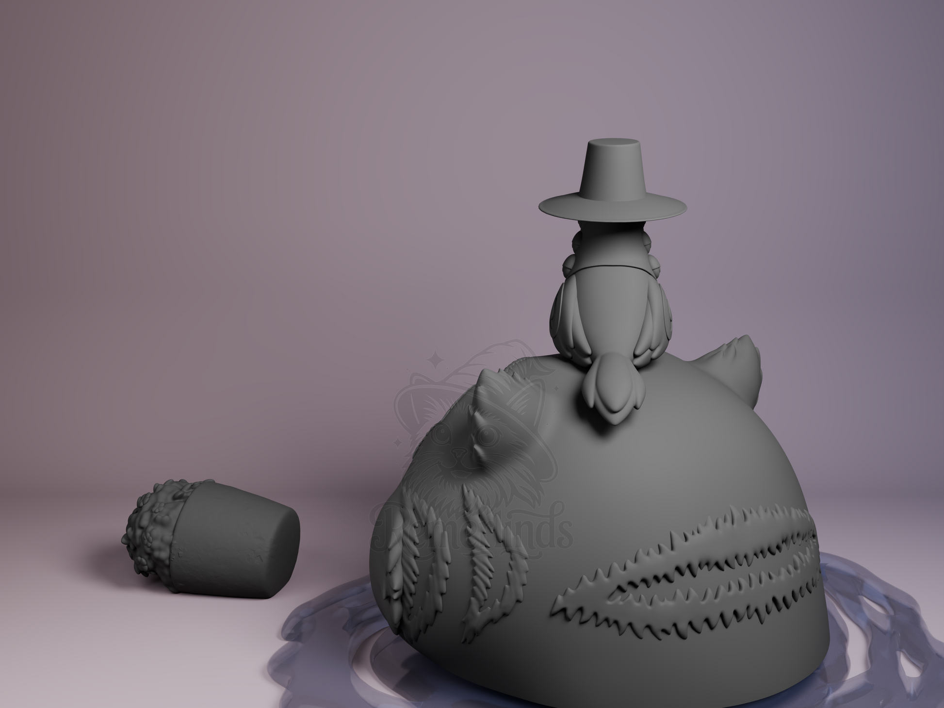 Back-left angle highlighting the tiger’s tail curve and portal texture.