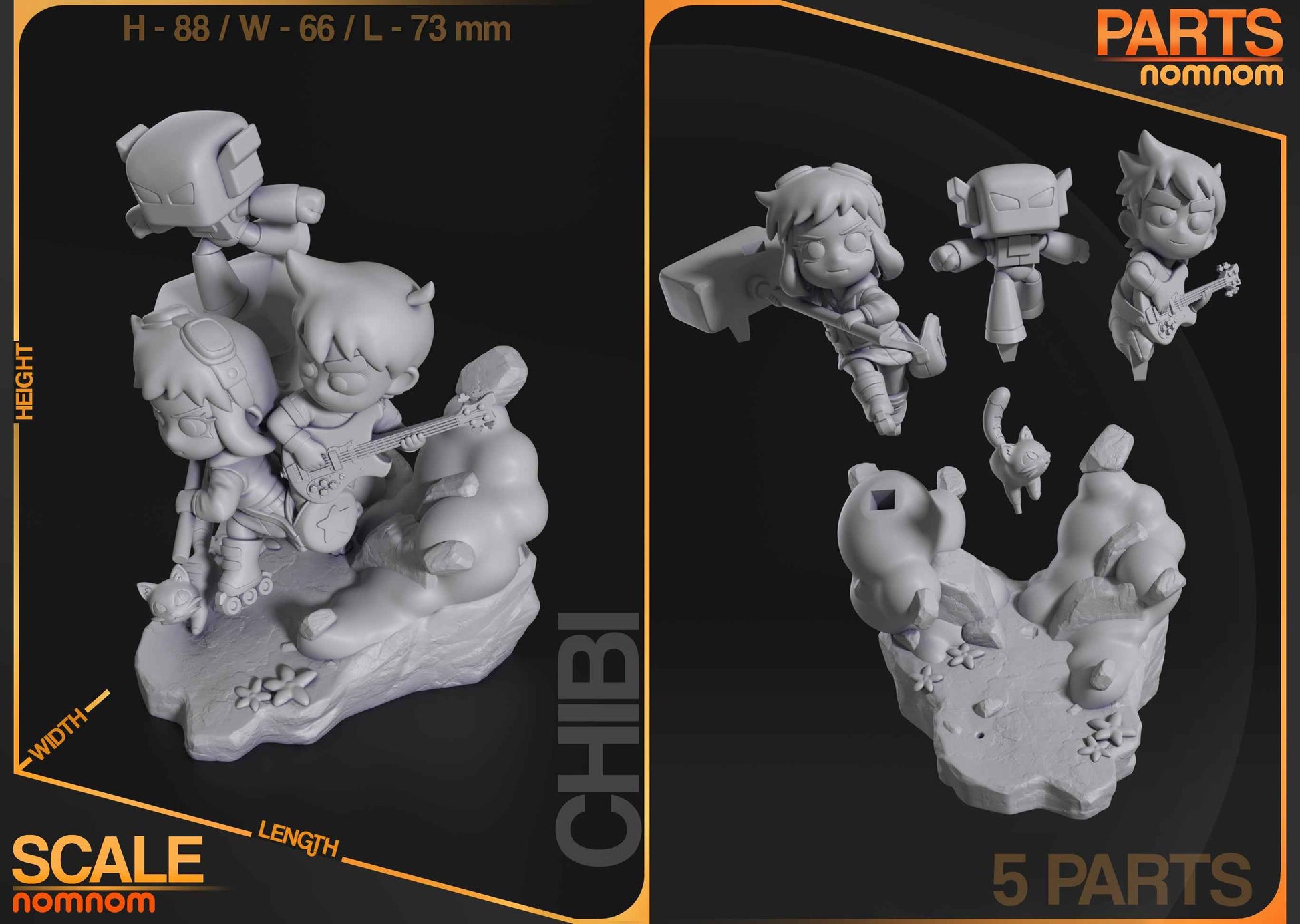 Chibi – Ramona Flowers (Chibi by Nomnom Figures) – 3D printed resin figure