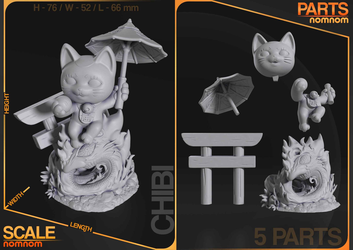 Chibi Turbo Granny Cat – Dandadan (Chibi by Nomnom Figures) – 3D printed resin figure