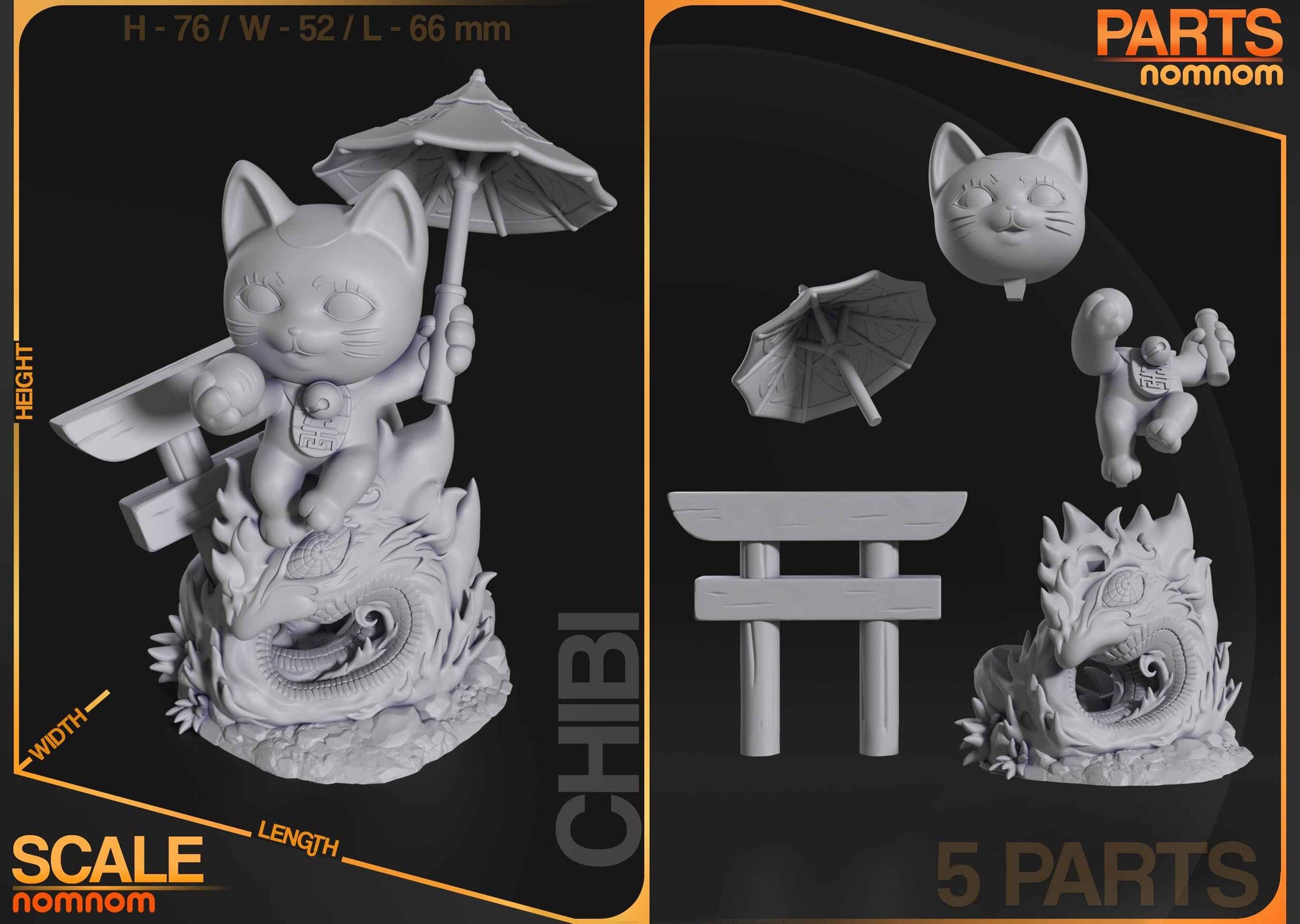 Chibi Turbo Granny Cat – Dandadan (Chibi by Nomnom Figures) – 3D printed resin figure