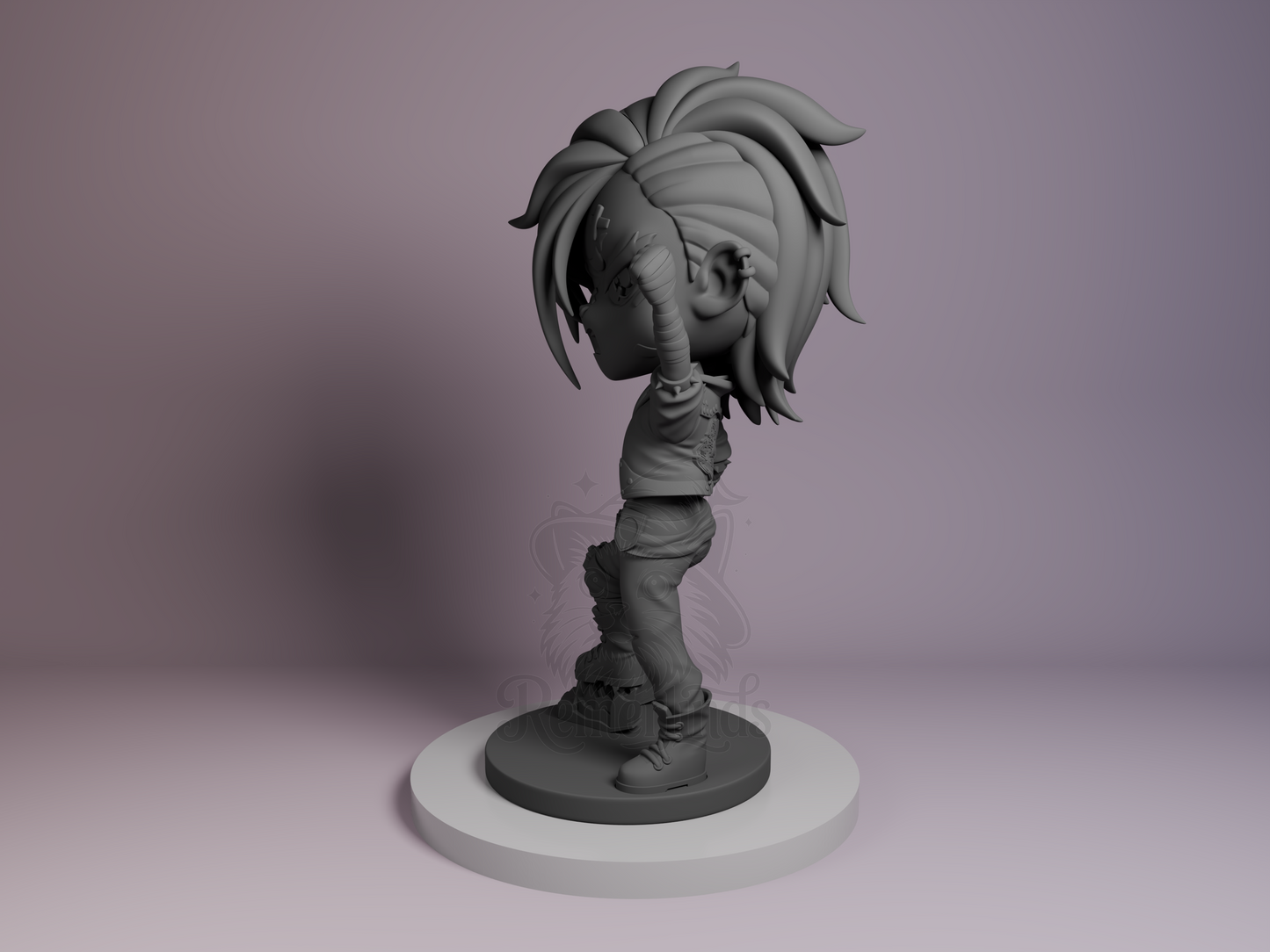 Left side angle showing Vi’s stance, raised knee, and gauntlet detail.