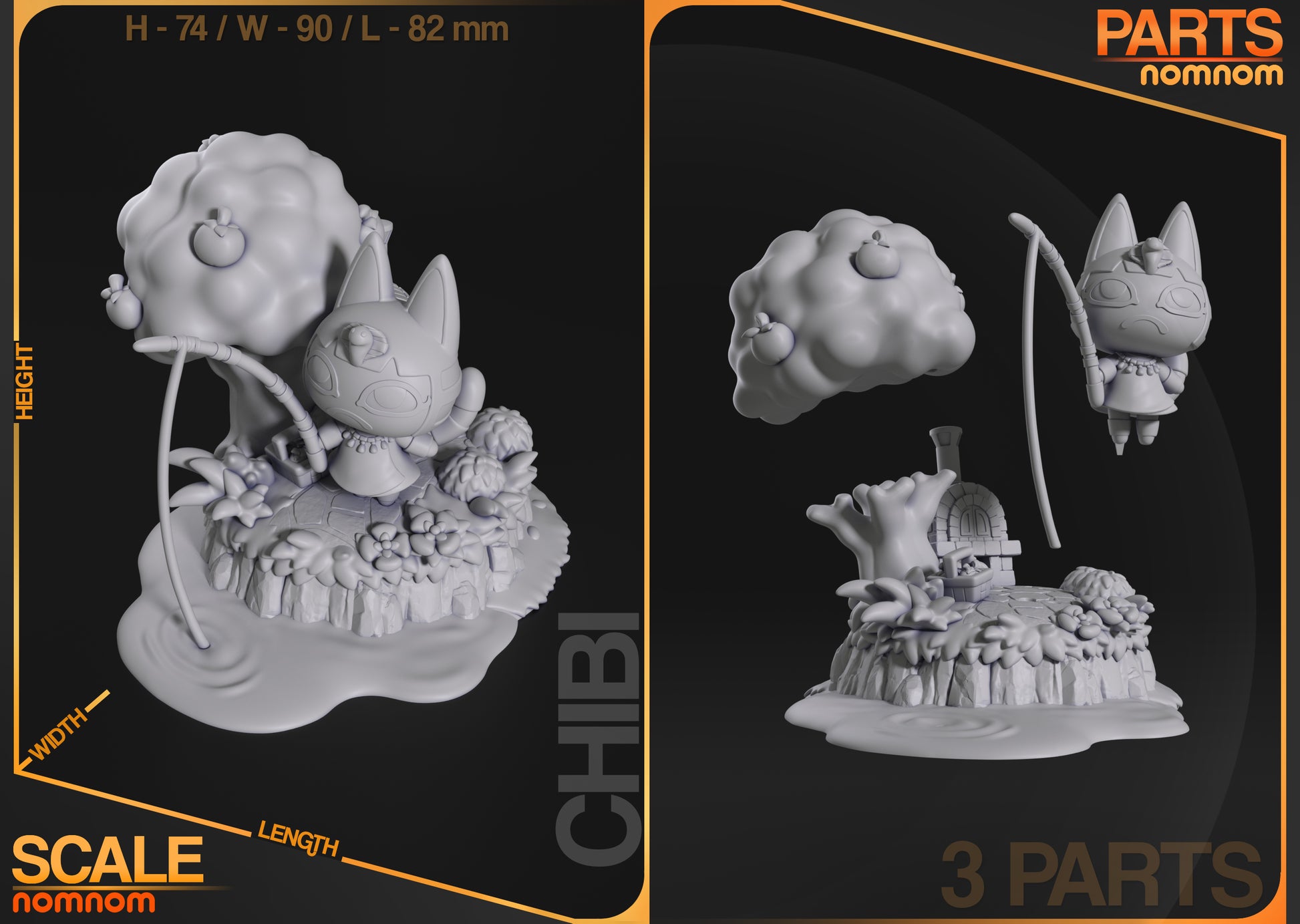 Parts and size reference image showing tree, base, and Ankha components.