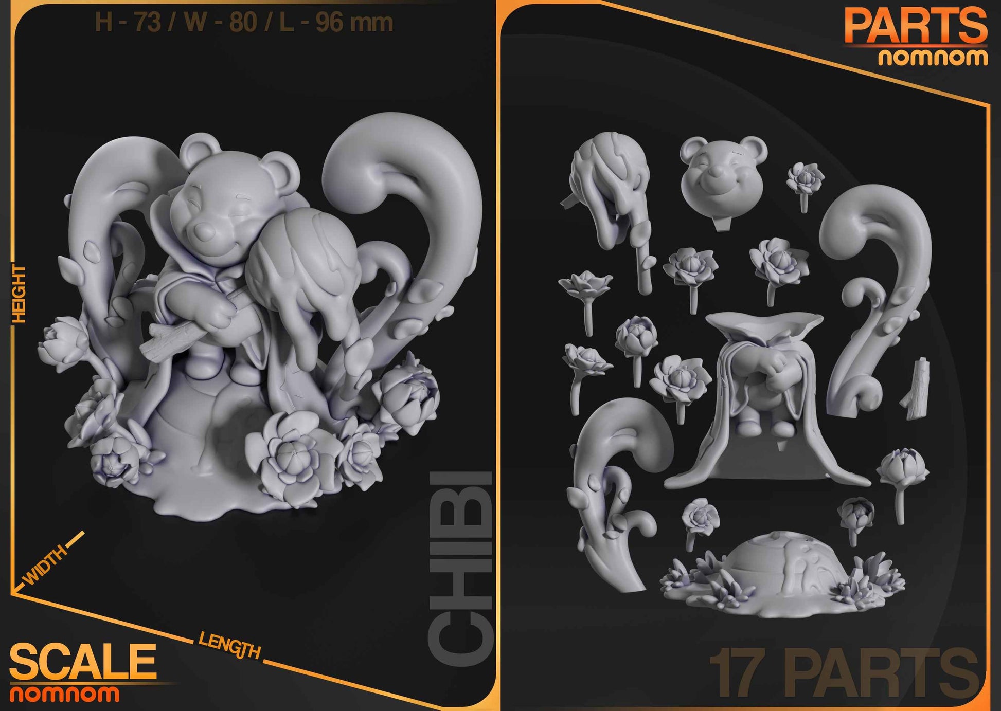 Chibi – Pooh (Chibi by Nomnom Figures) – 3D printed resin figure