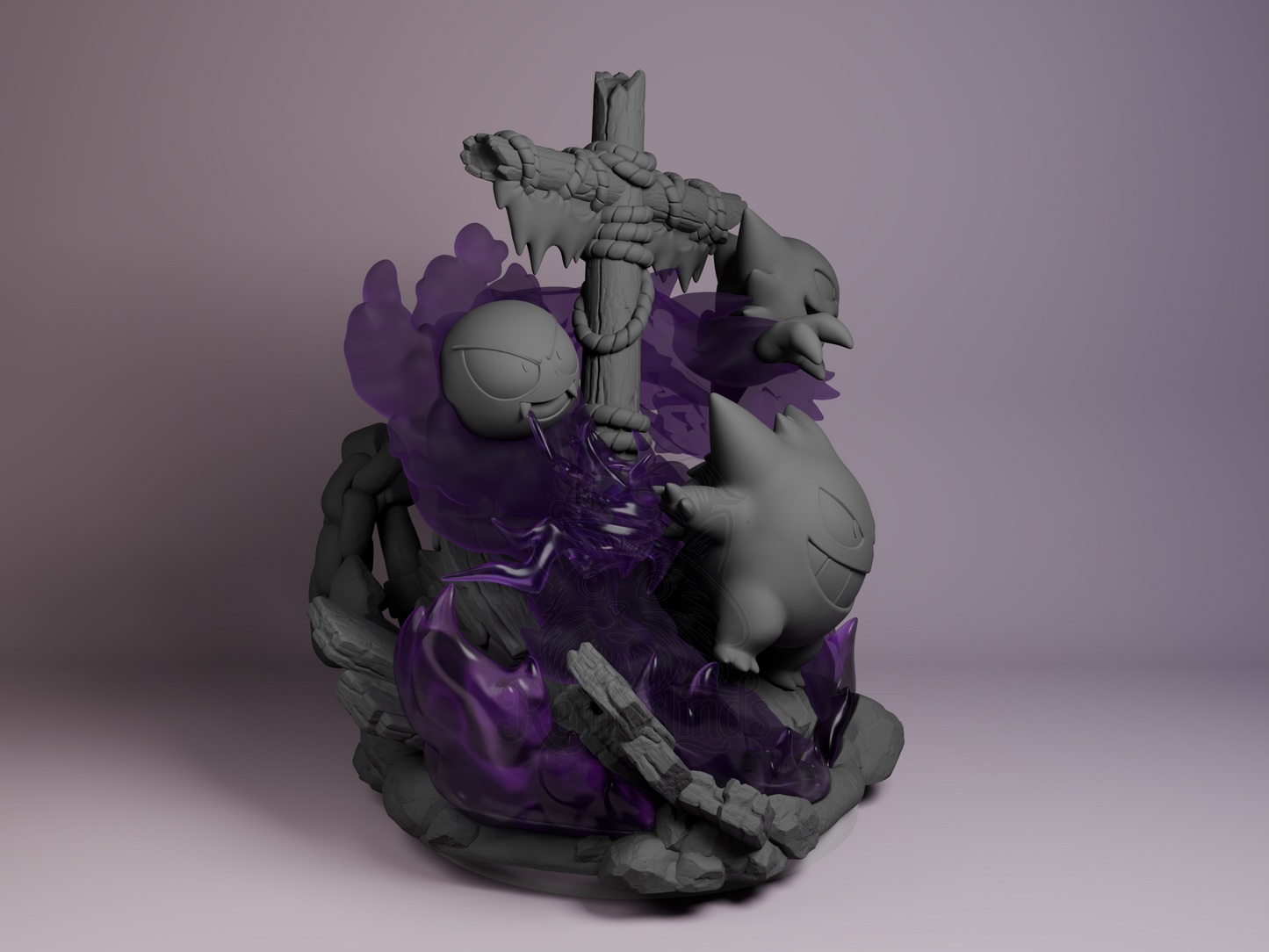 Gastly, Haunter & Gengar – Pokémon (Diorama by Nomnom Figures) – 3D printed resin diorama kit