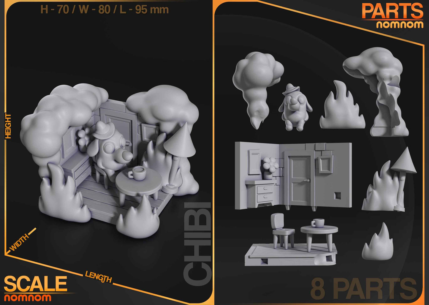 Chibi This Is Fine – Meme (Chibi by Nomnom Figures) – 3D printed resin figure