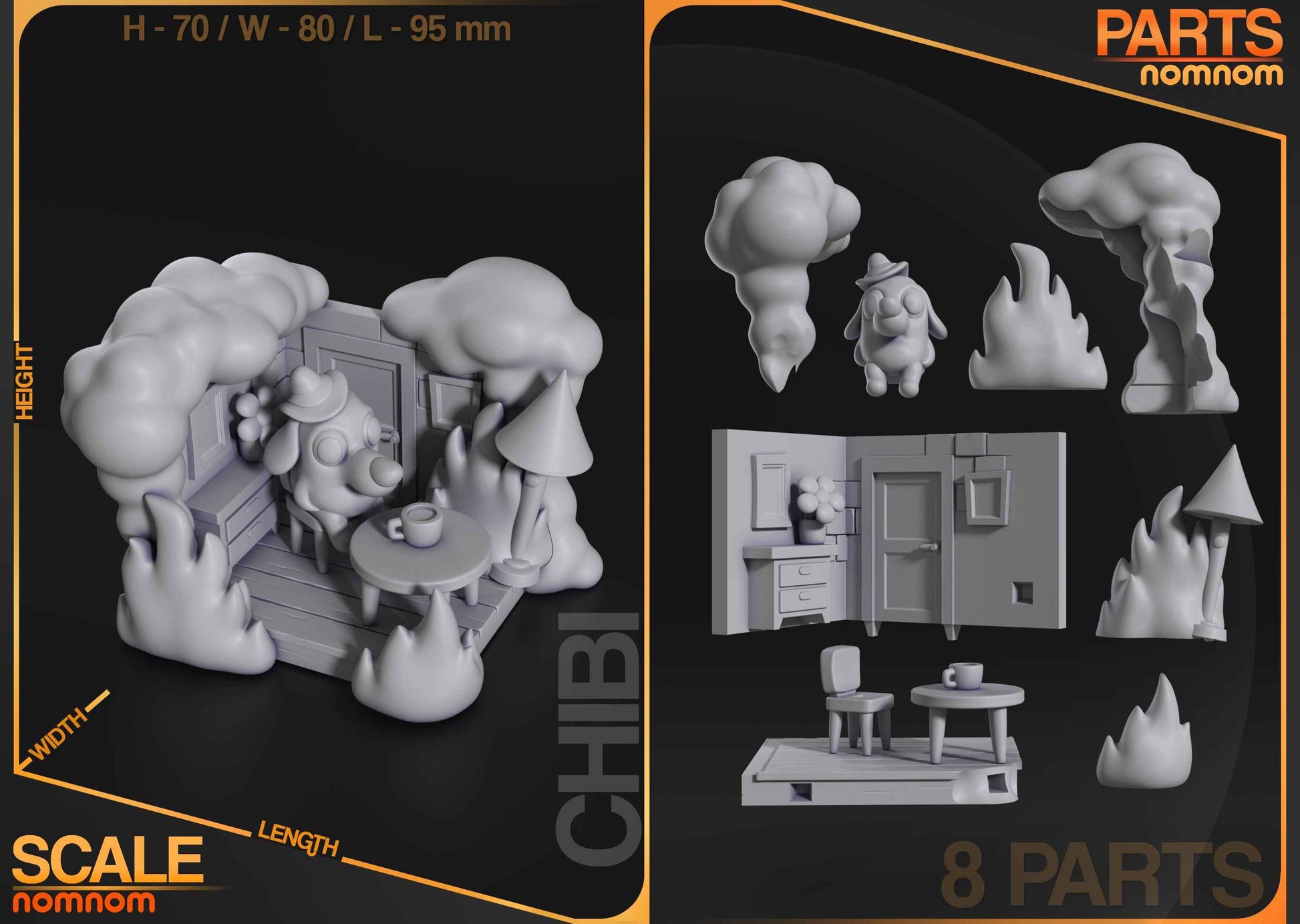 Chibi This Is Fine – Meme (Chibi by Nomnom Figures) – 3D printed resin figure