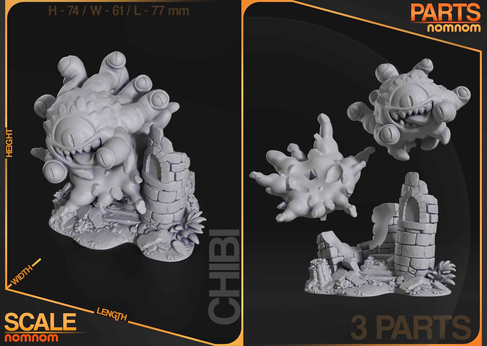 Chibi Beholder – Dungeons & Dragons (Chibi by Nomnom Figures) – 3D printed resin figure