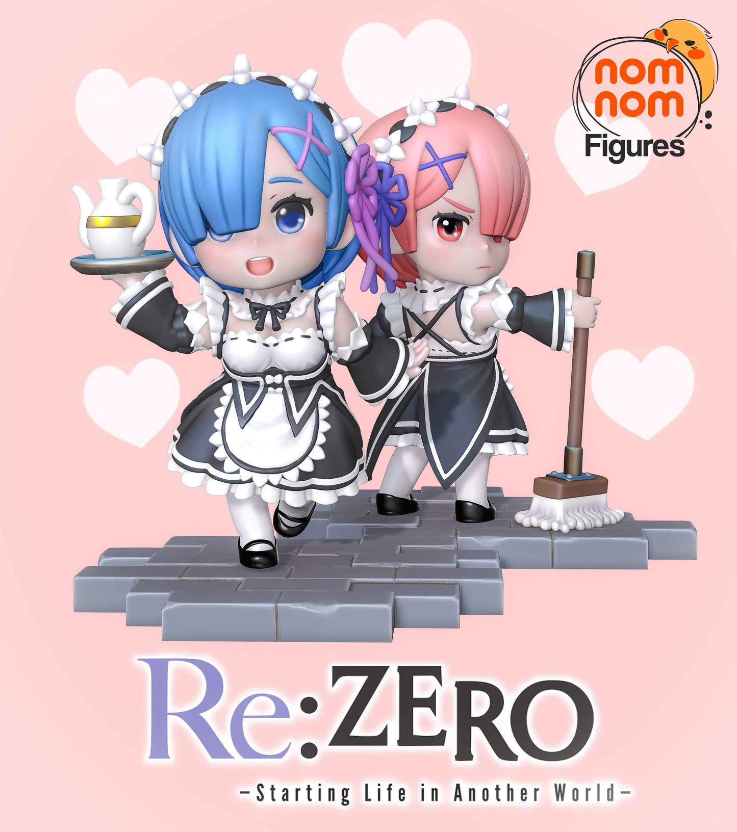 Chibi – Rem and Ram (Chibi by Nomnom Figures) – 3D printed resin figure