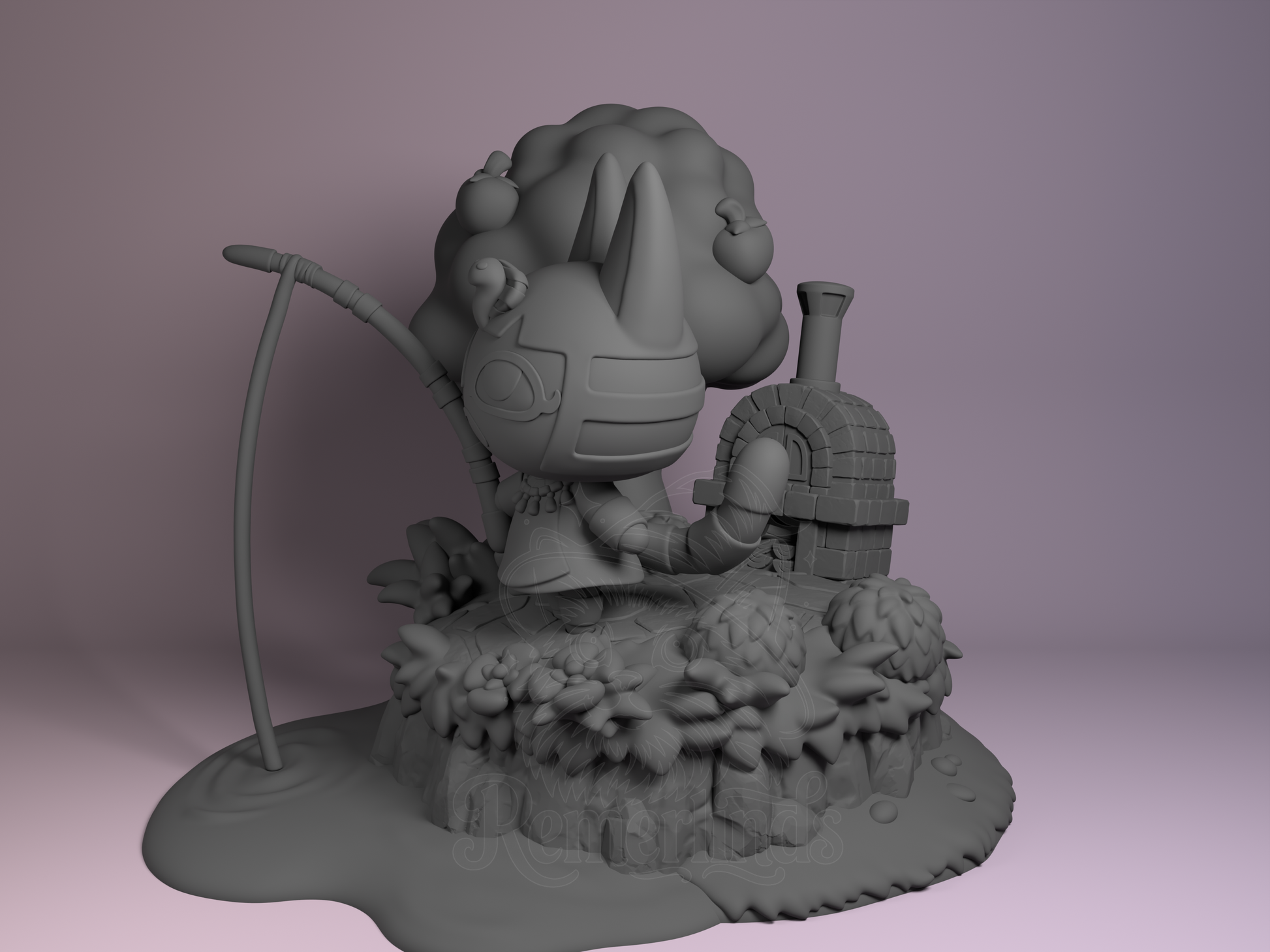 Left side angle showing tree trunk and basket elements.