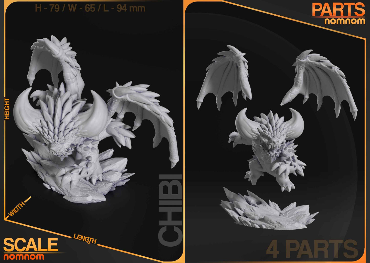 Chibi – Nergigante (Chibi by Nomnom Figures) – 3D printed resin figure