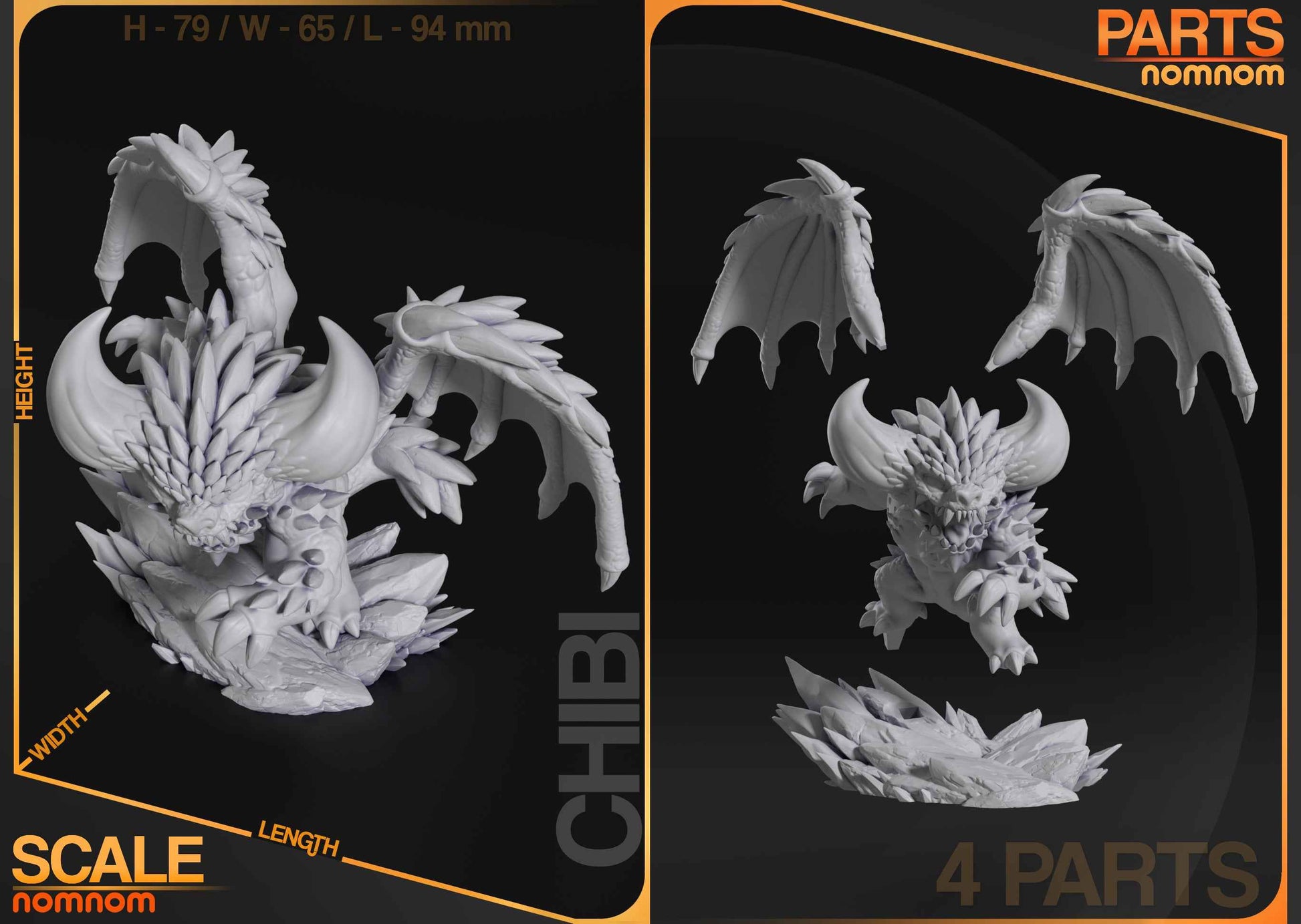 Chibi – Nergigante (Chibi by Nomnom Figures) – 3D printed resin figure