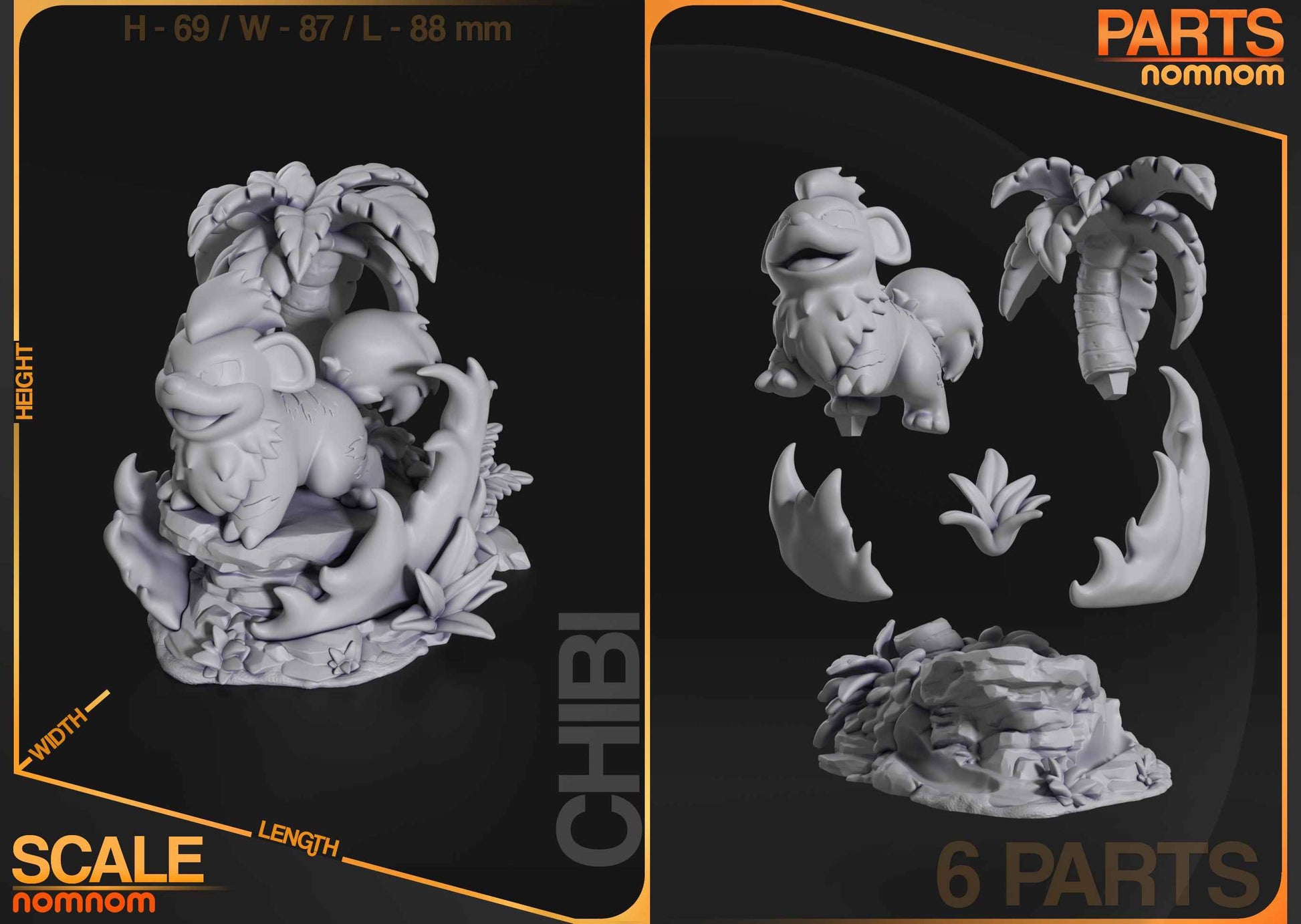 Chibi Growlithe – Pokémon (Chibi by Nomnom Figures) – 3D printed resin figure