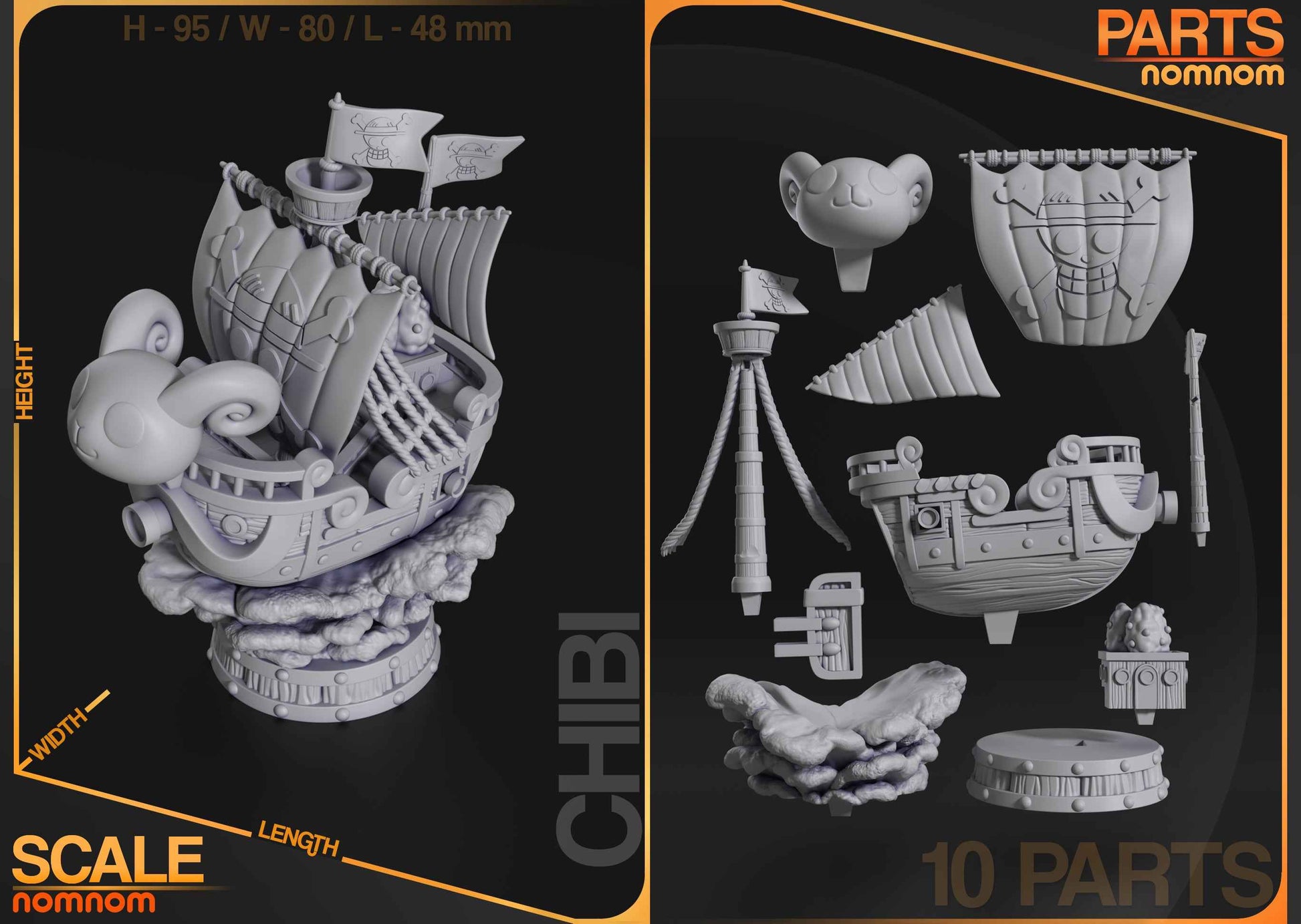 Chibi – Going Merry (Chibi by Nomnom Figures) – 3D printed resin figure
