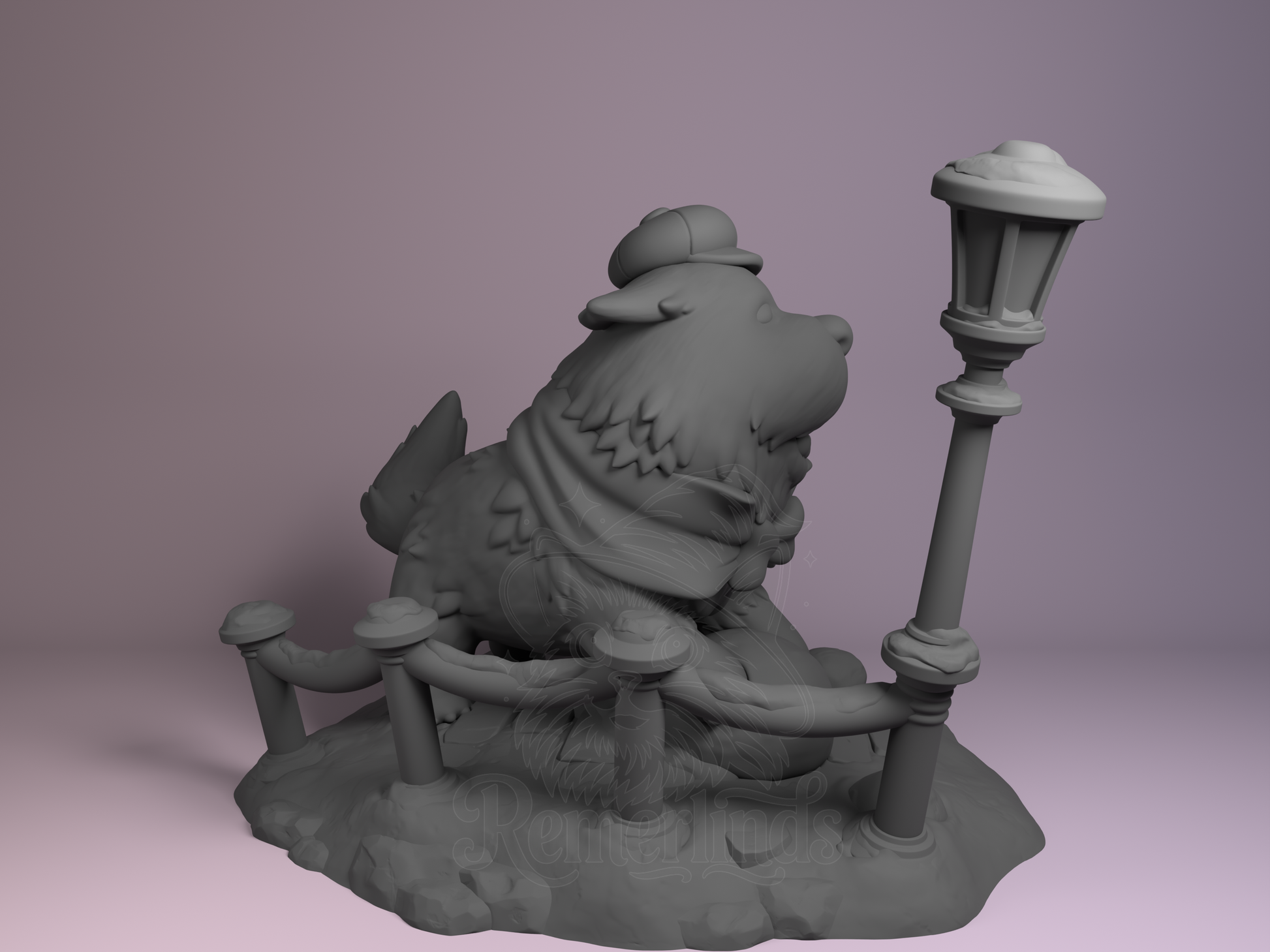 Right side angle showing lamp post structure and character pose.