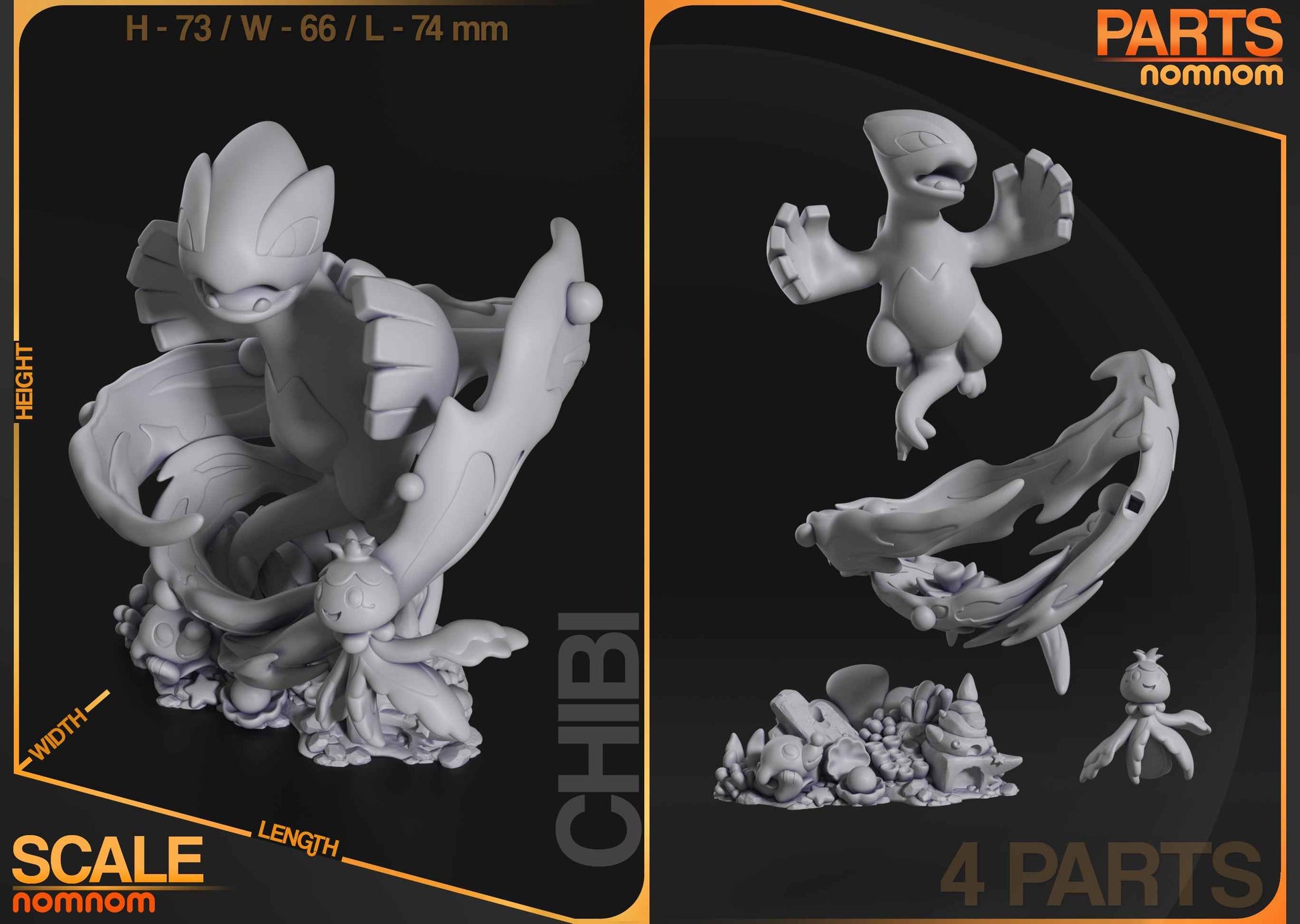 Chibi Lugia – Pokémon (Chibi by Nomnom Figures) – 3D printed resin figure