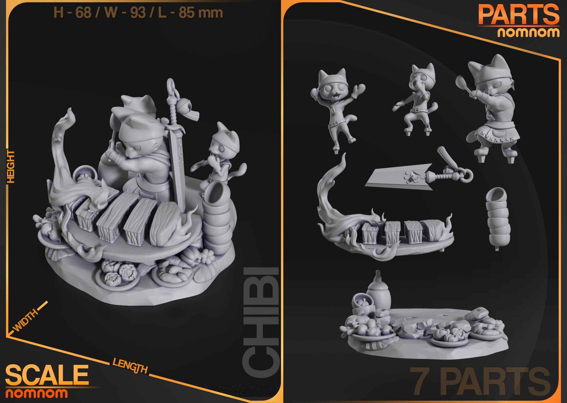 Chibi – Meowscular Chef (Chibi by Nomnom Figures) – 3D printed resin figure