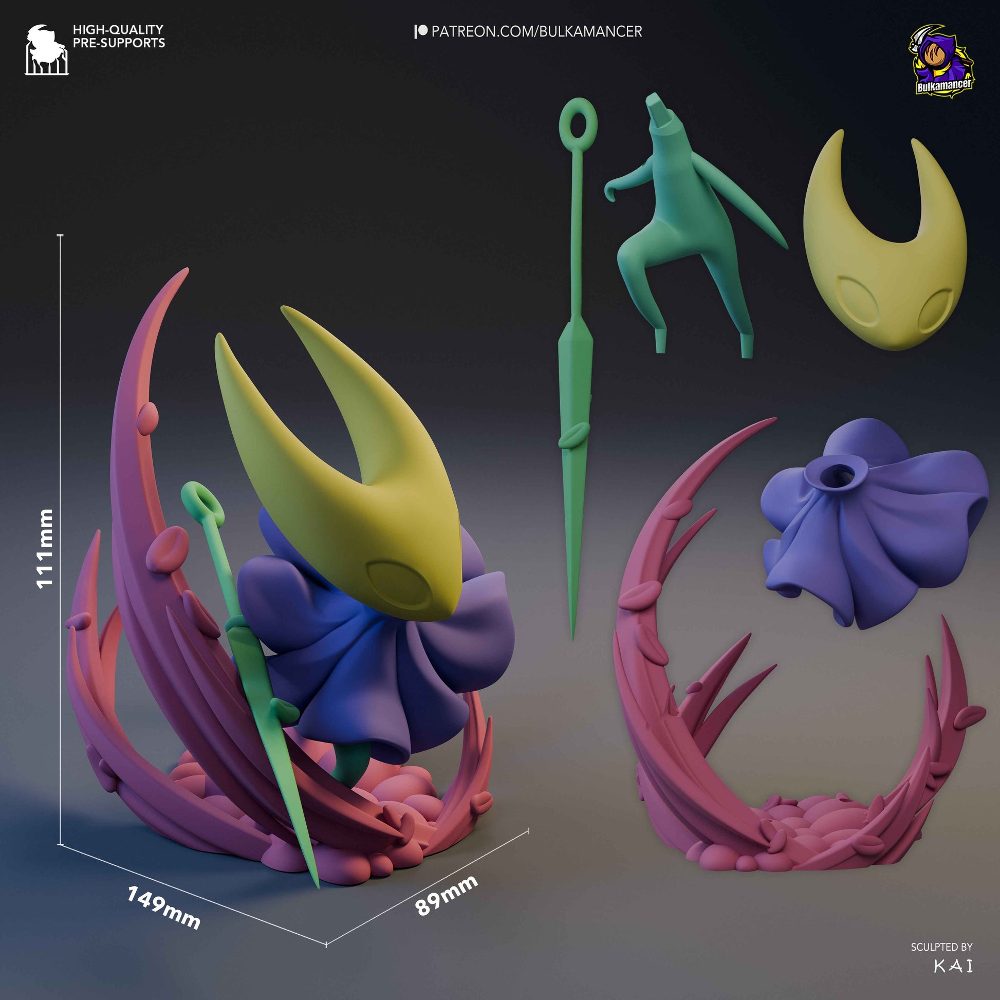 Chibi Hornet – Hollow Knight (Chibi by Bulkamancer) – 3D printed resin figure