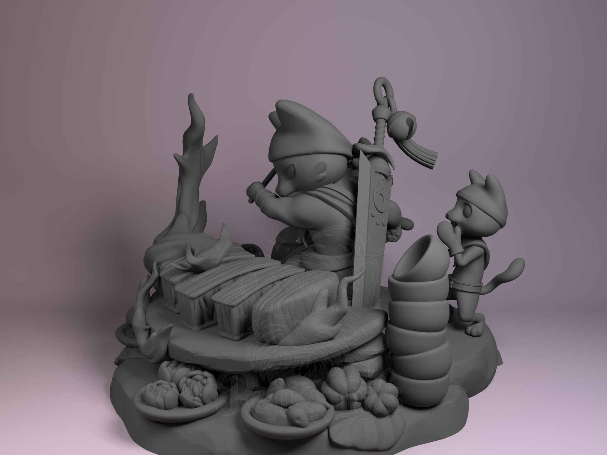 Chibi – Meowscular Chef (Chibi by Nomnom Figures) – 3D printed resin figure