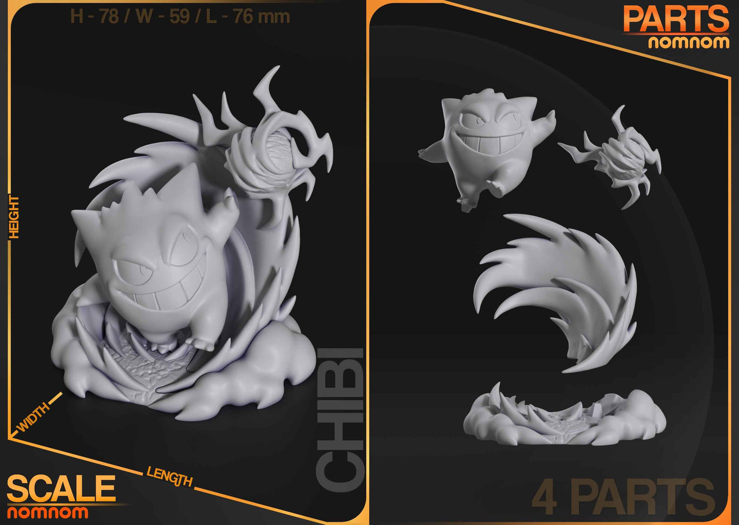 Chibi Gengar – Pokémon (Chibi by Nomnom Figures) – 3D printed resin figure