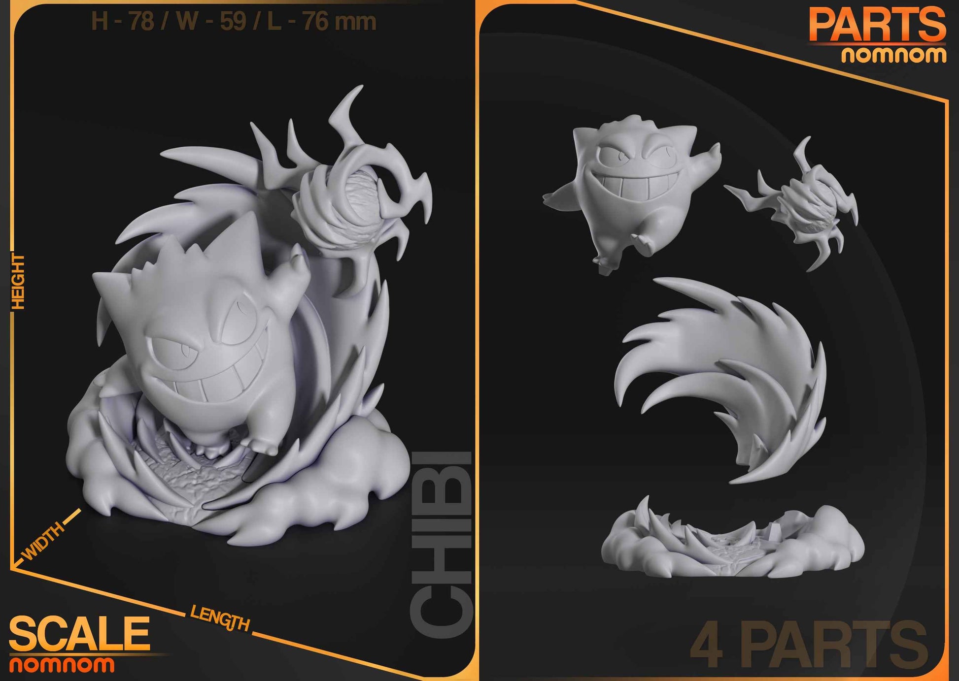 Chibi Gengar – Pokémon (Chibi by Nomnom Figures) – 3D printed resin figure