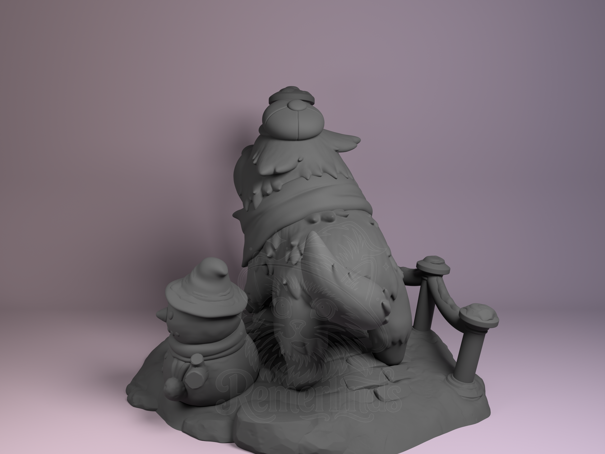 Back-left angle highlighting tail, scarf folds, and base details.