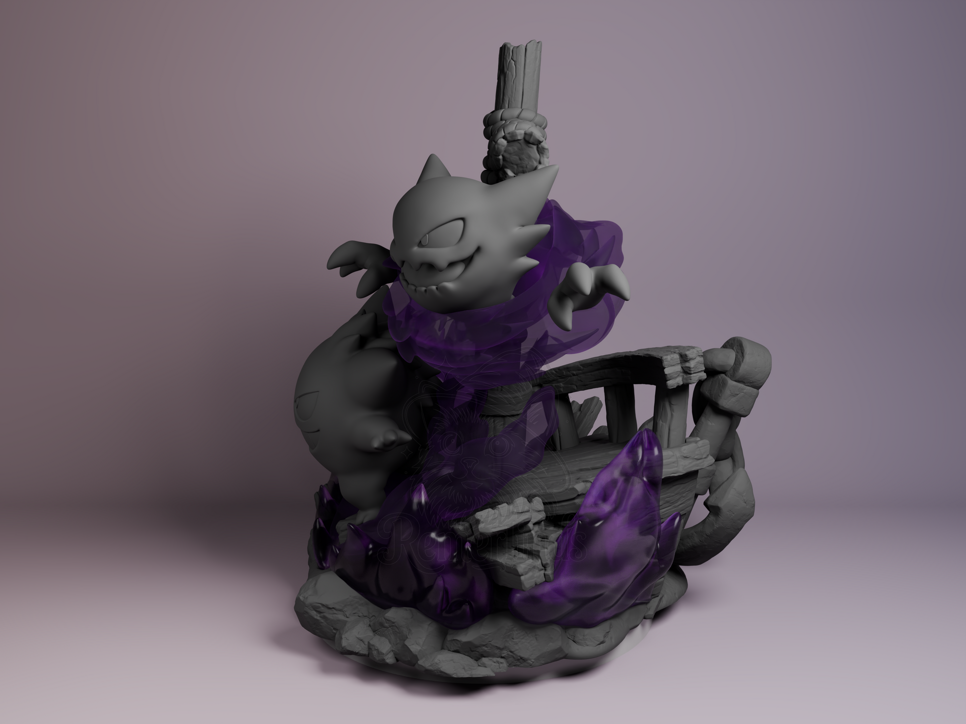 Gastly, Haunter & Gengar – Pokémon (Diorama by Nomnom Figures) – 3D printed resin diorama kit