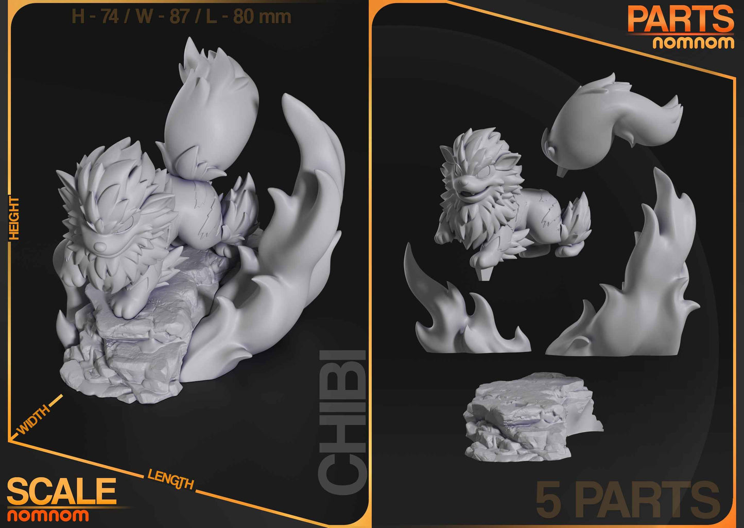Chibi Arcanine – Pokémon (Chibi by Nomnom Figures) – 3D printed resin figure