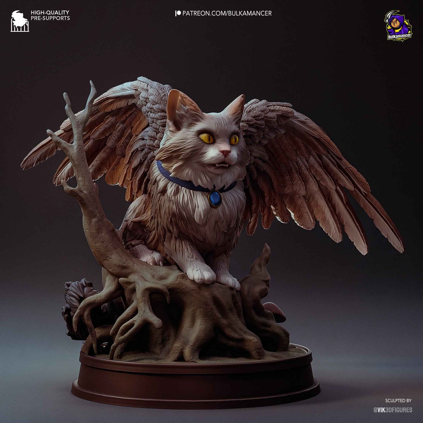 Fully painted sample of Tara (Gale’s Cat) from Baldur’s Gate by Bulkamancer, showing intended final display look with detailed wings and base.