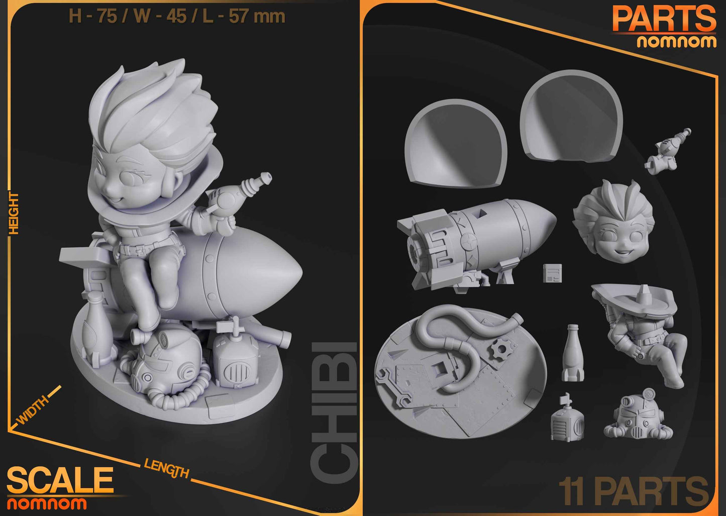 Chibi – Nuka Girl (Chibi by Nomnom Figures) – 3D printed resin figure