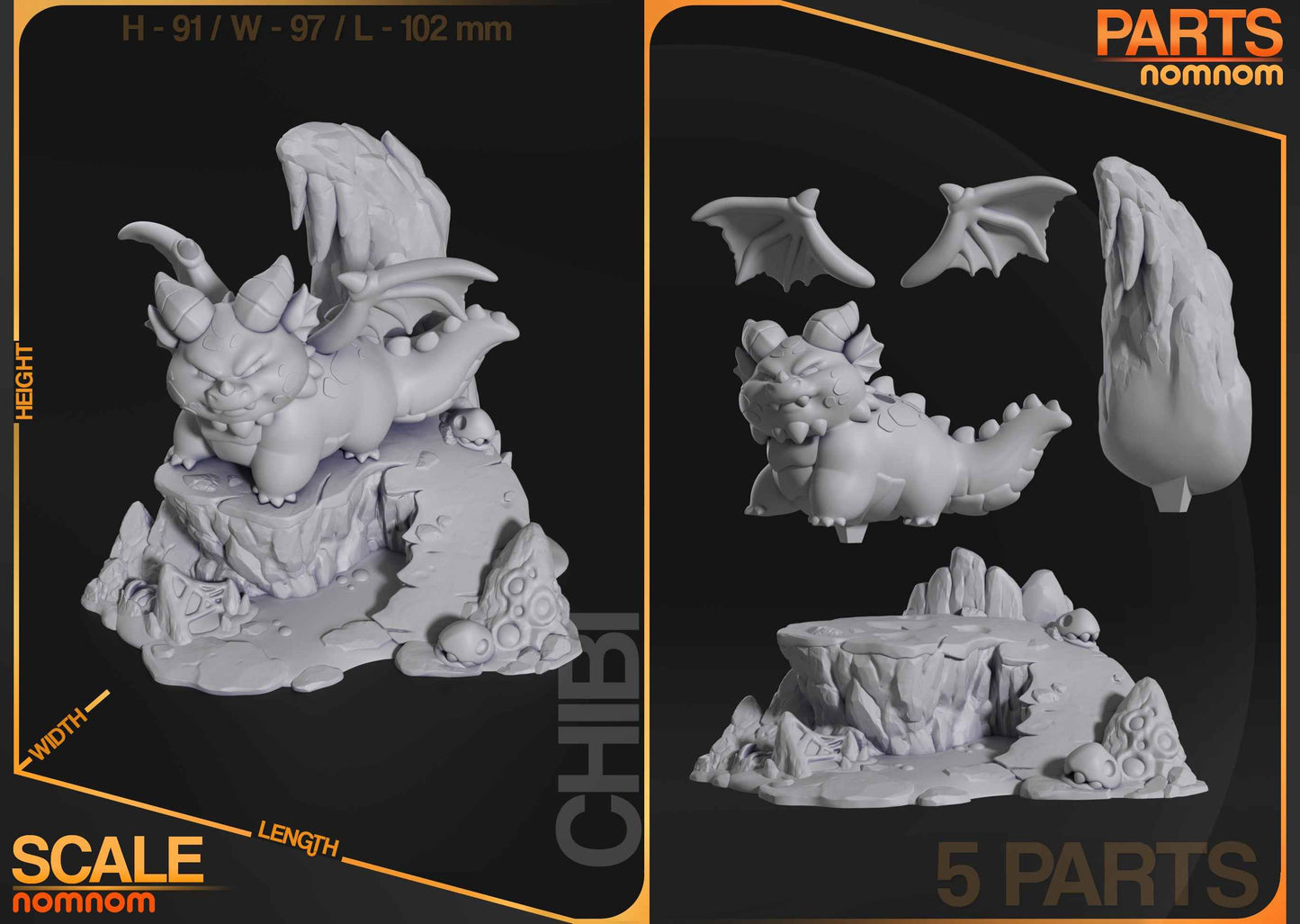Chibi Themberchaud – Dungeons & Dragons (Chibi by Nomnom Figures) – 3D printed resin figure