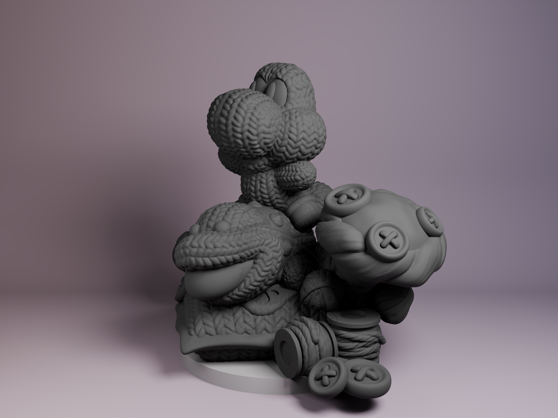 Chibi Yoshi – Yoshi's Woolly World (Chibi by Nomnom Figures) – 3D printed resin figure