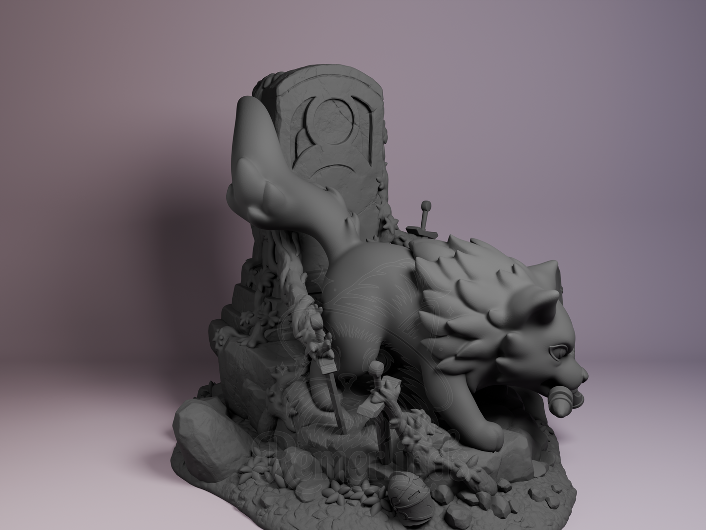 Right side angle showing sword length and terrain detailing.