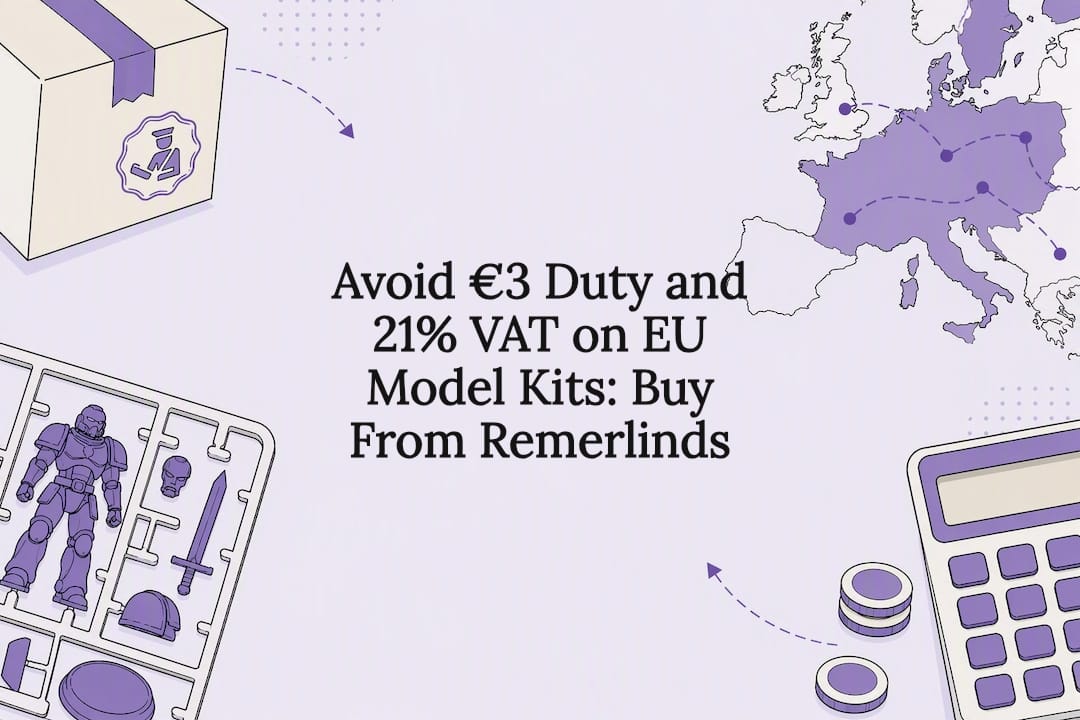 Decorative EU model kit shipping title card