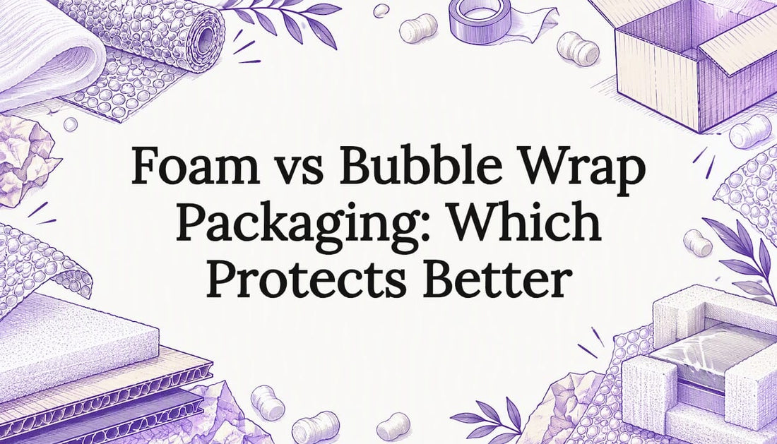 Packaging materials sketched around the title