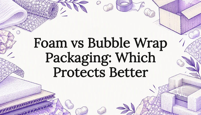 Packaging materials sketched around the title