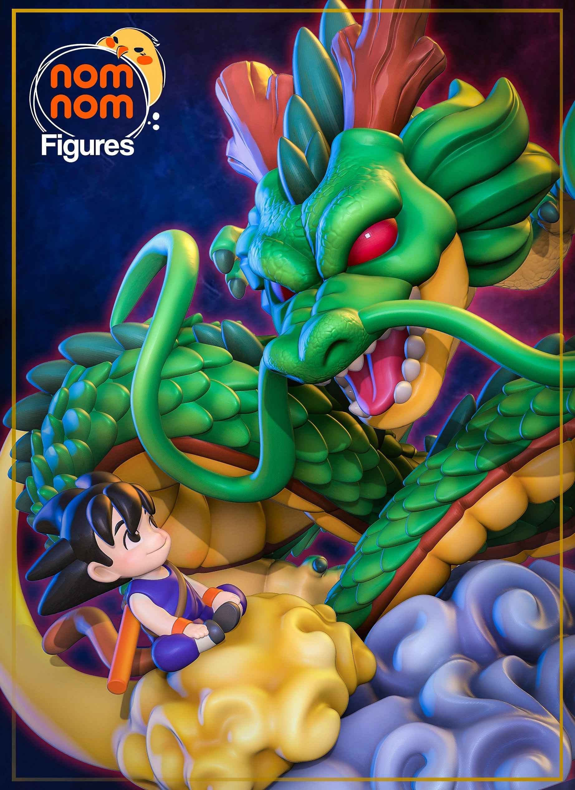 Chibi – Shenron and Goku (Chibi by Nomnom Figures) – 3D printed resin figure